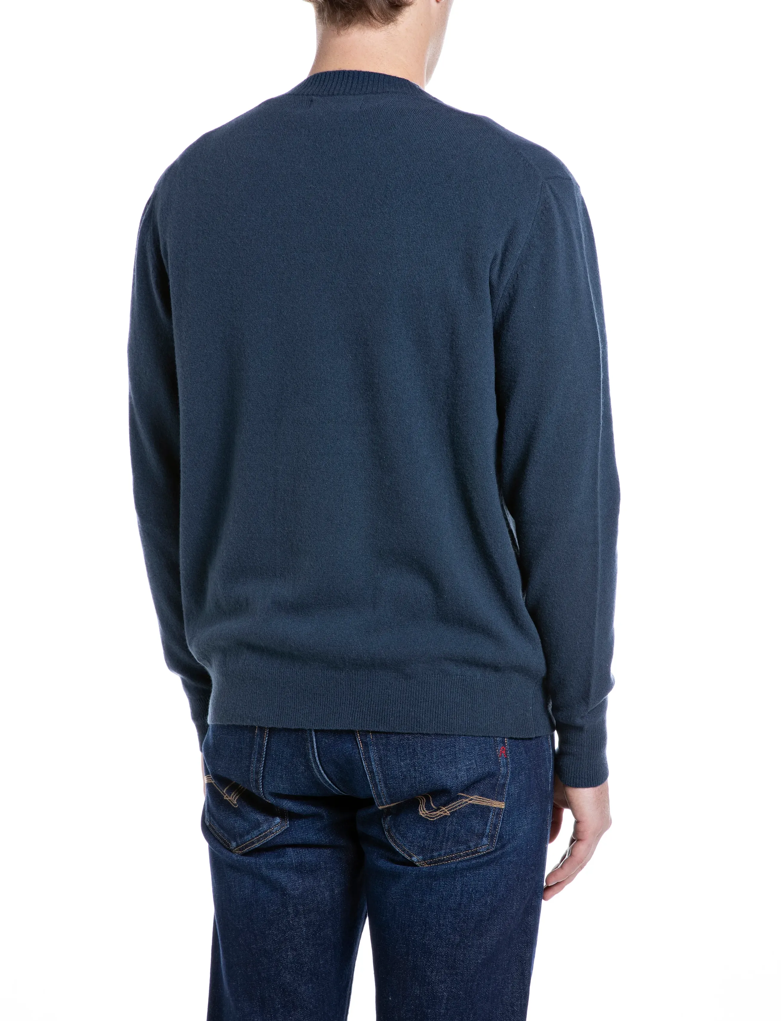 Replay - Sweater REGULAR RED LOGO - round necks - blue - 3