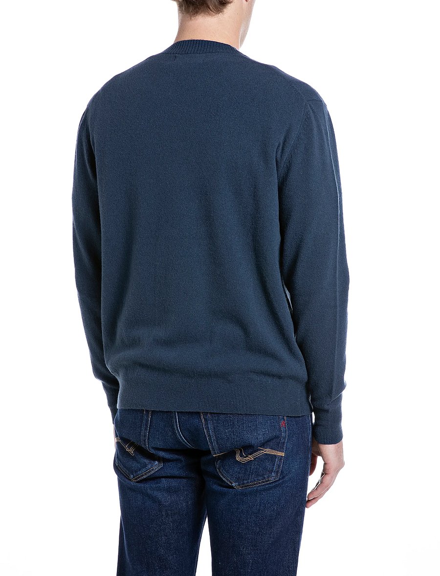 Replay - Sweater REGULAR RED LOGO - round necks - blue - 3