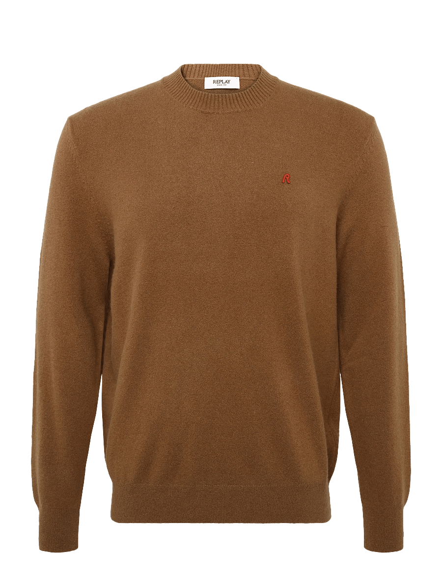Replay - Sweater REGULAR RED LOGO - rundhals - brown - 1