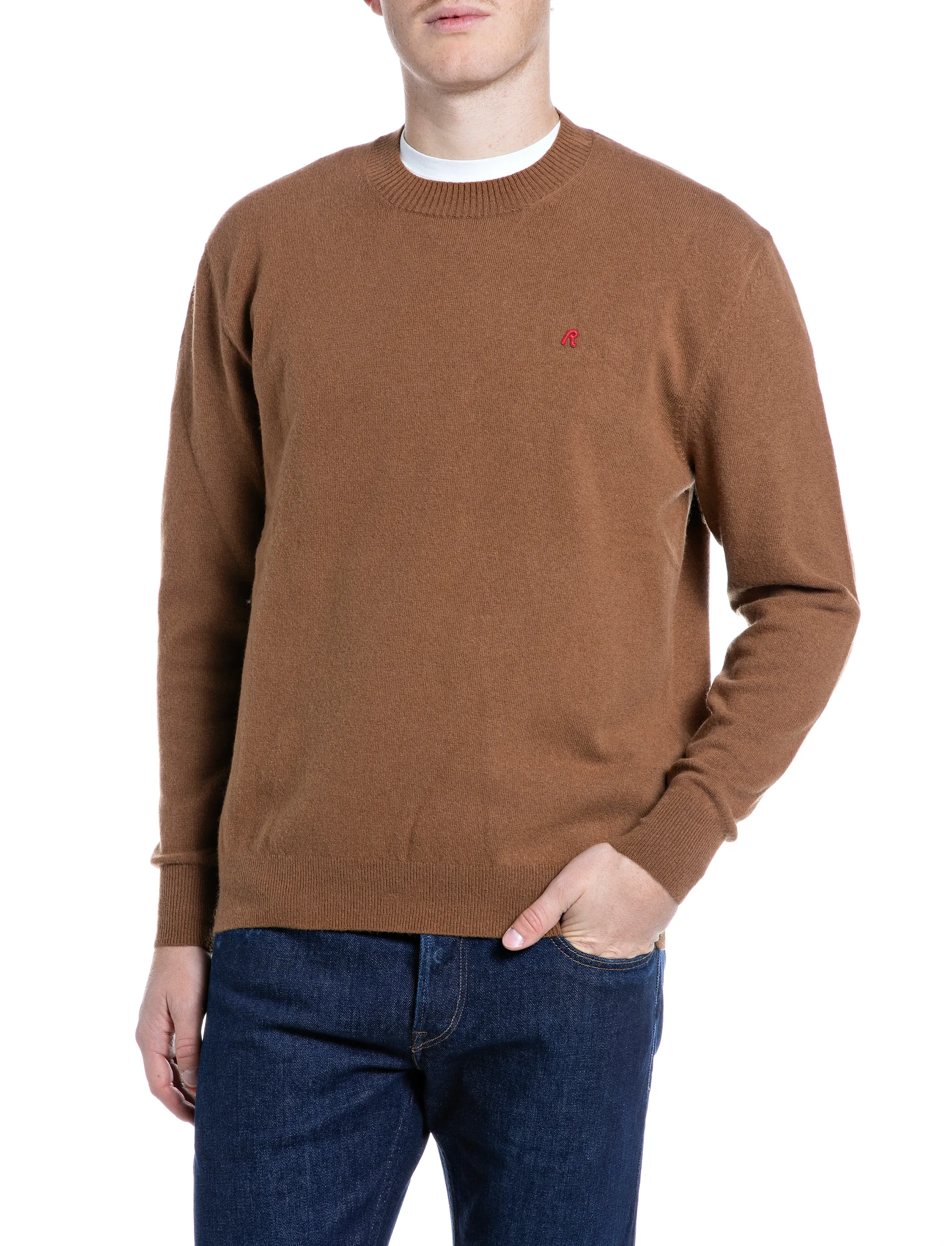 Replay - Sweater REGULAR RED LOGO - rundhals - brown - 0
