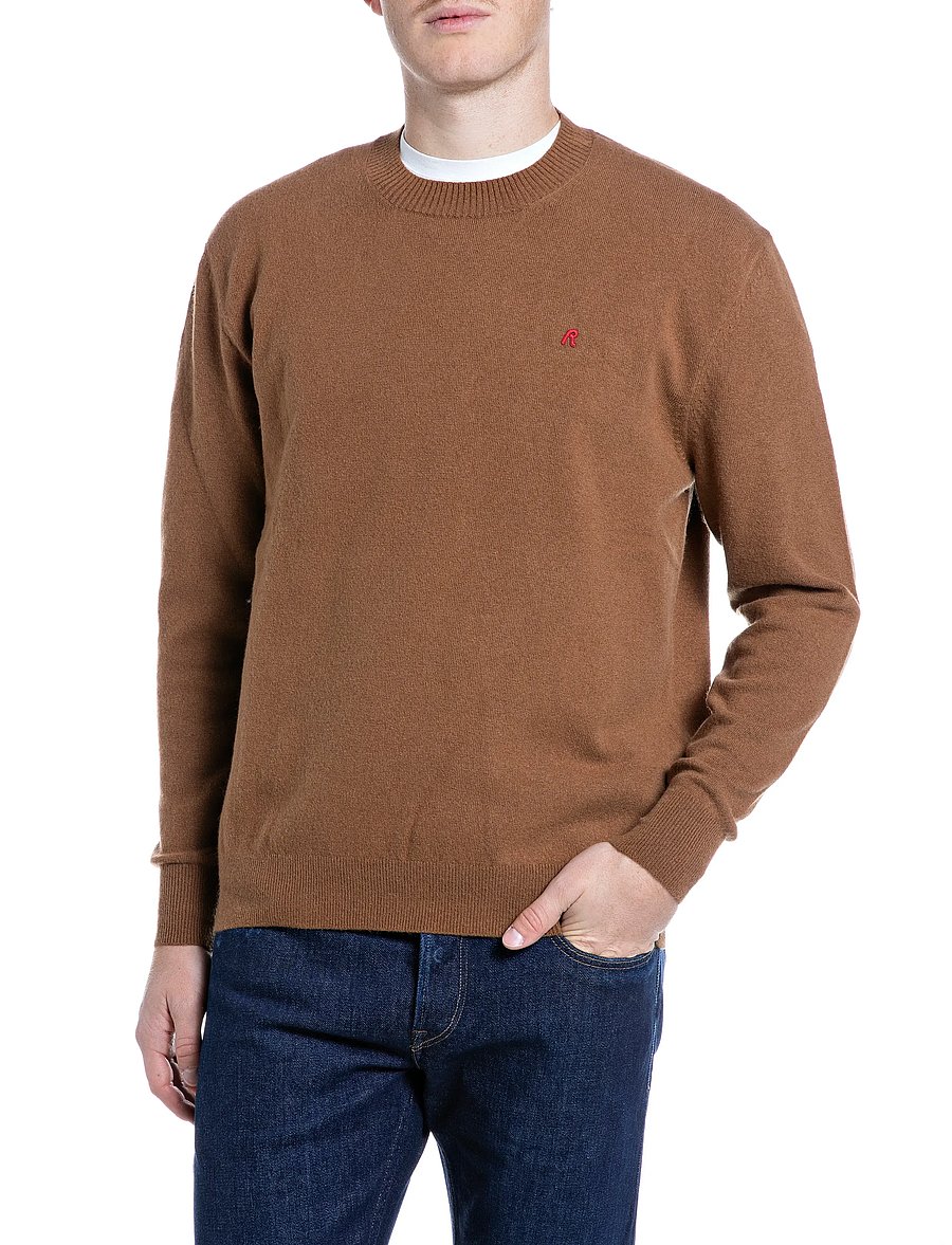 Replay - Sweater REGULAR RED LOGO - rundhals - brown - 0