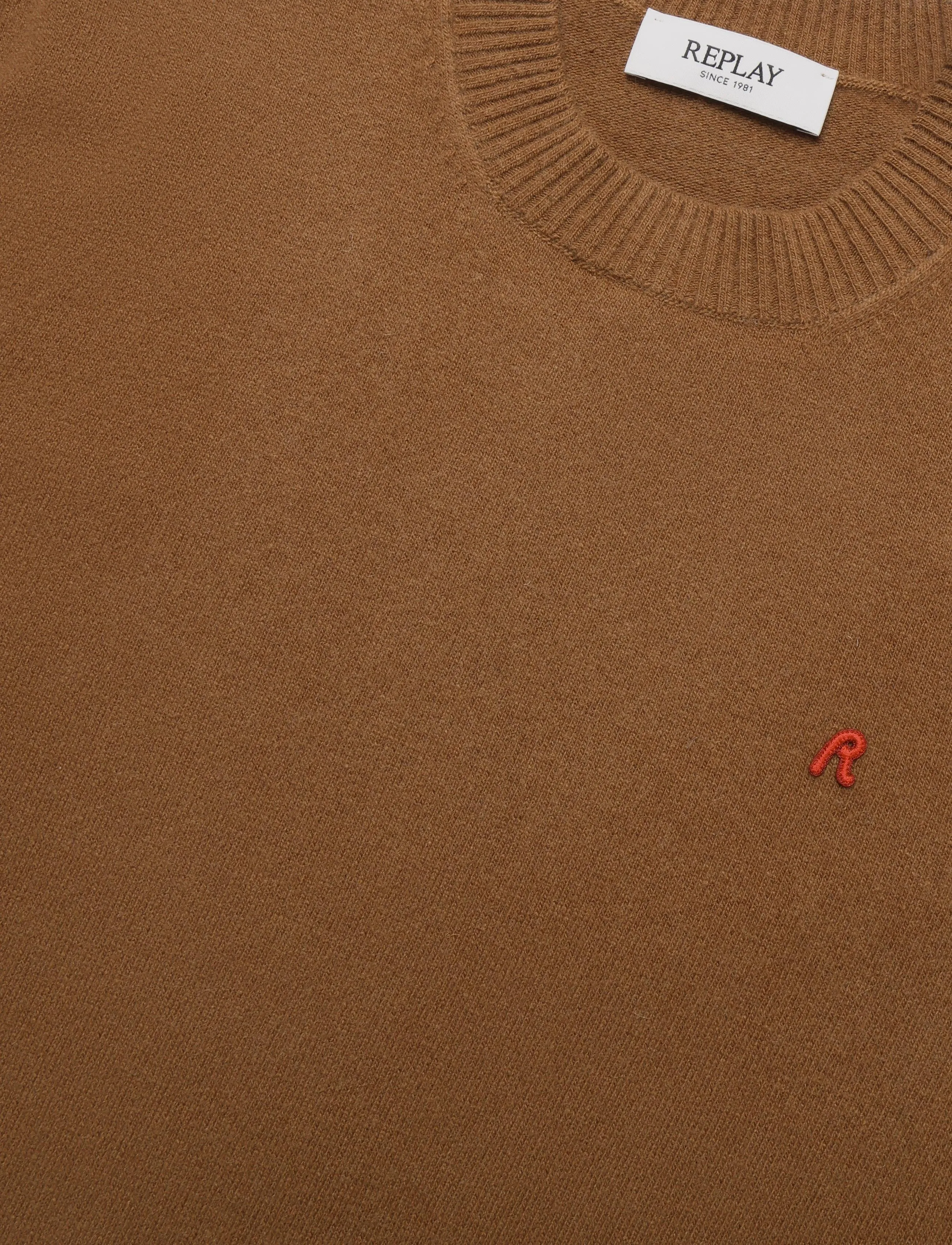 Replay - Sweater REGULAR RED LOGO - rundhals - brown - 4