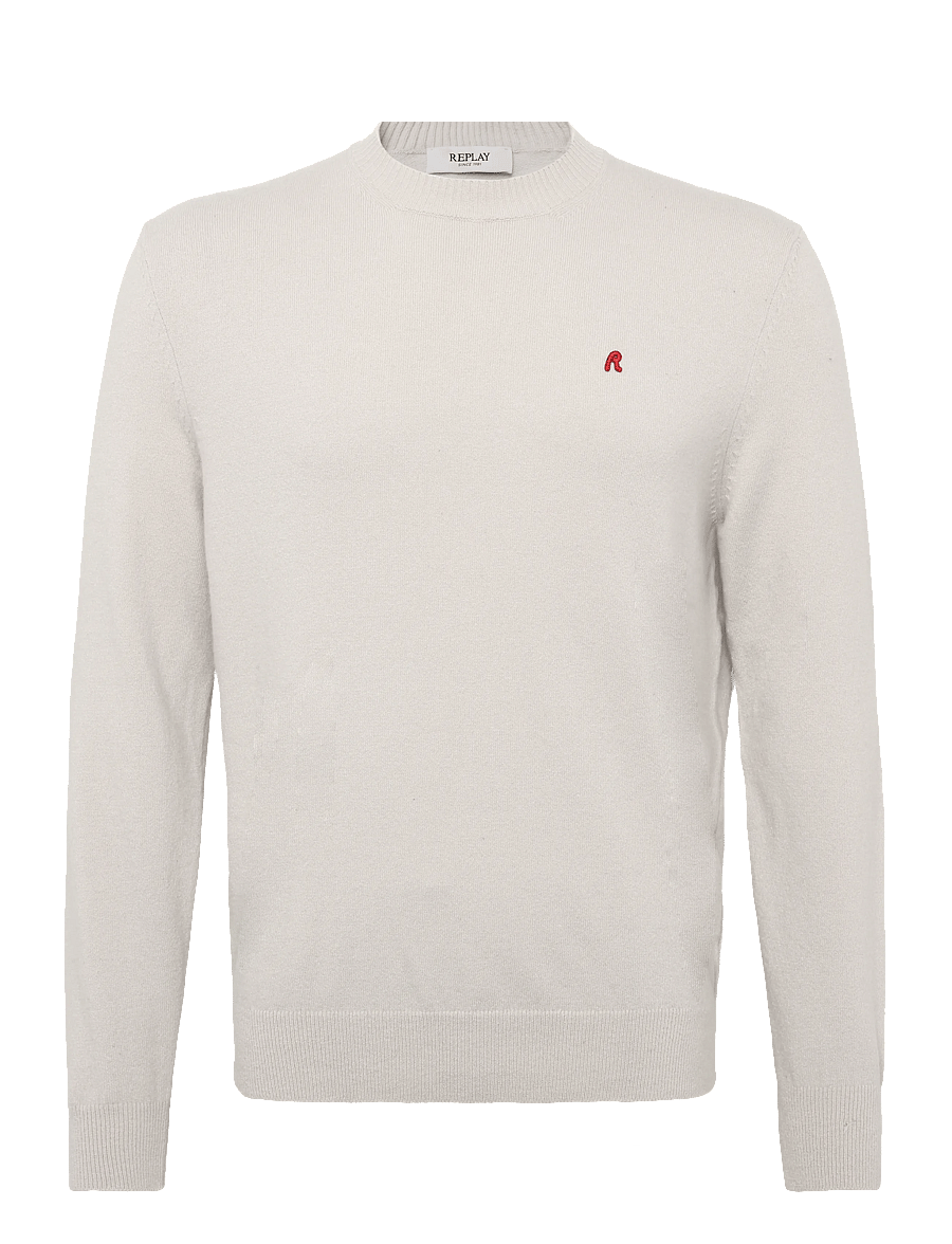 Replay - Sweater REGULAR RED LOGO - round necks - white - 1