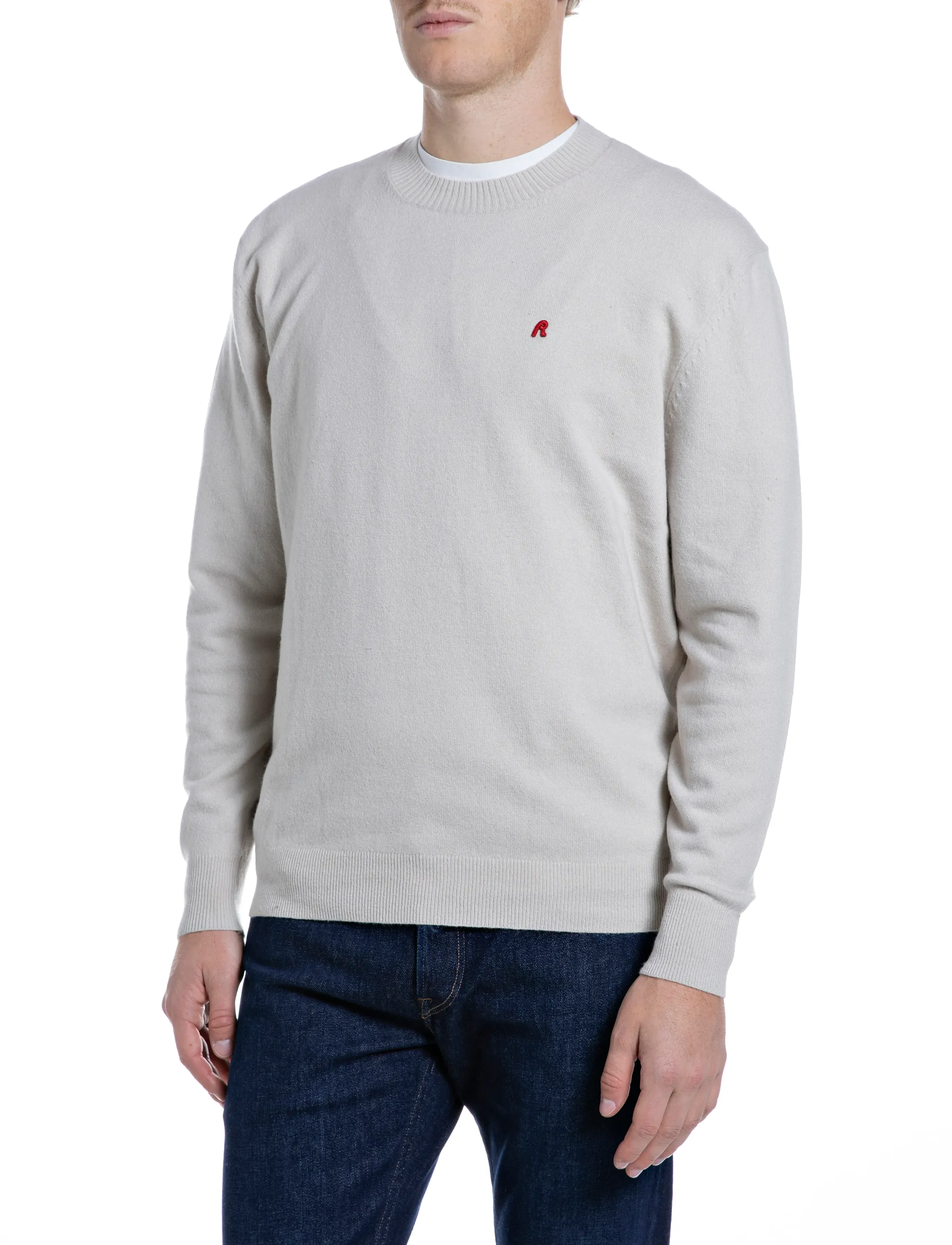 Replay - Sweater REGULAR RED LOGO - round necks - white - 0