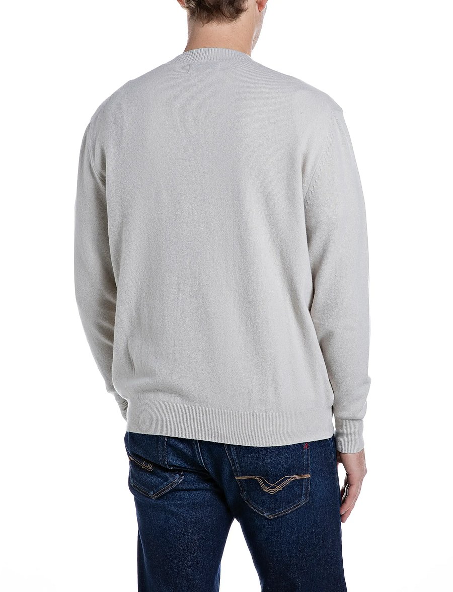 Replay - Sweater REGULAR RED LOGO - round necks - white - 3