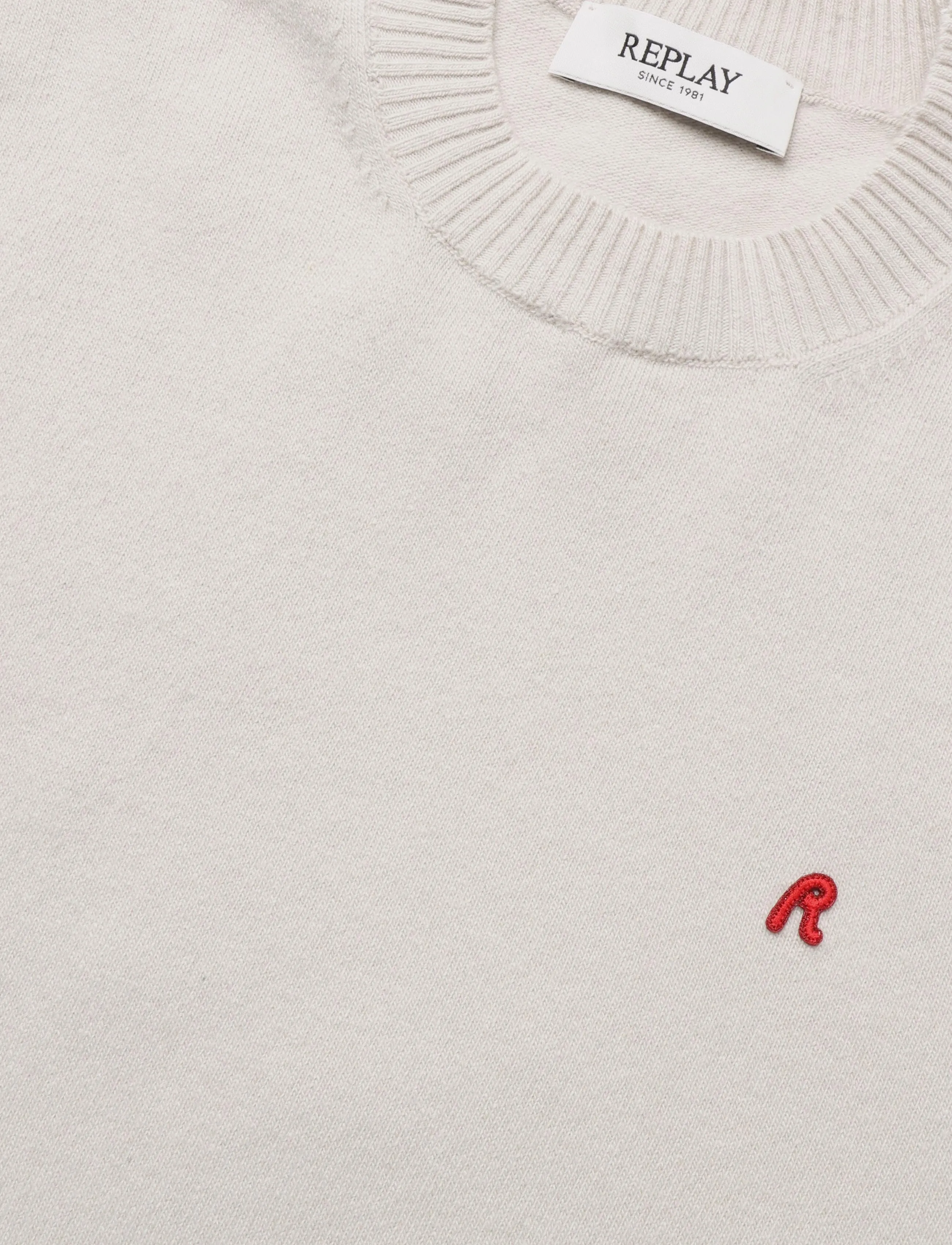Replay - Sweater REGULAR RED LOGO - round necks - white - 4