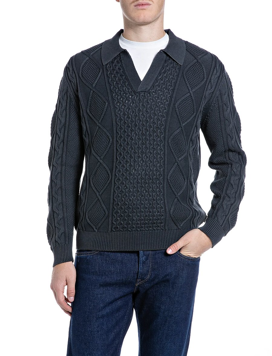 Replay - Sweater REGULAR - poloer i strik med lange ærmer - grey - 0