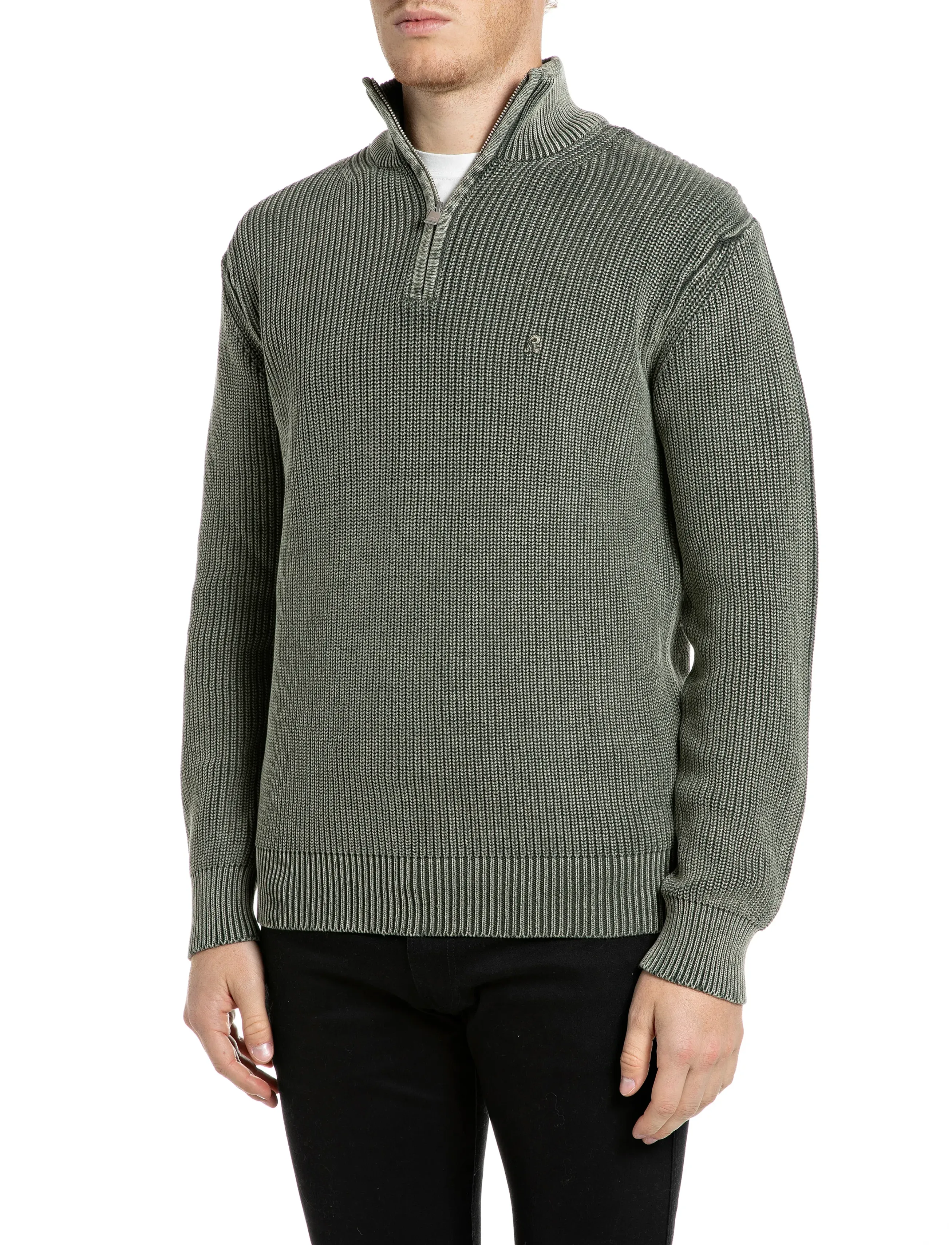 Replay Sweater Regular, XL, Knitwear, Grün - Half Zip Jumpers, Männerswear