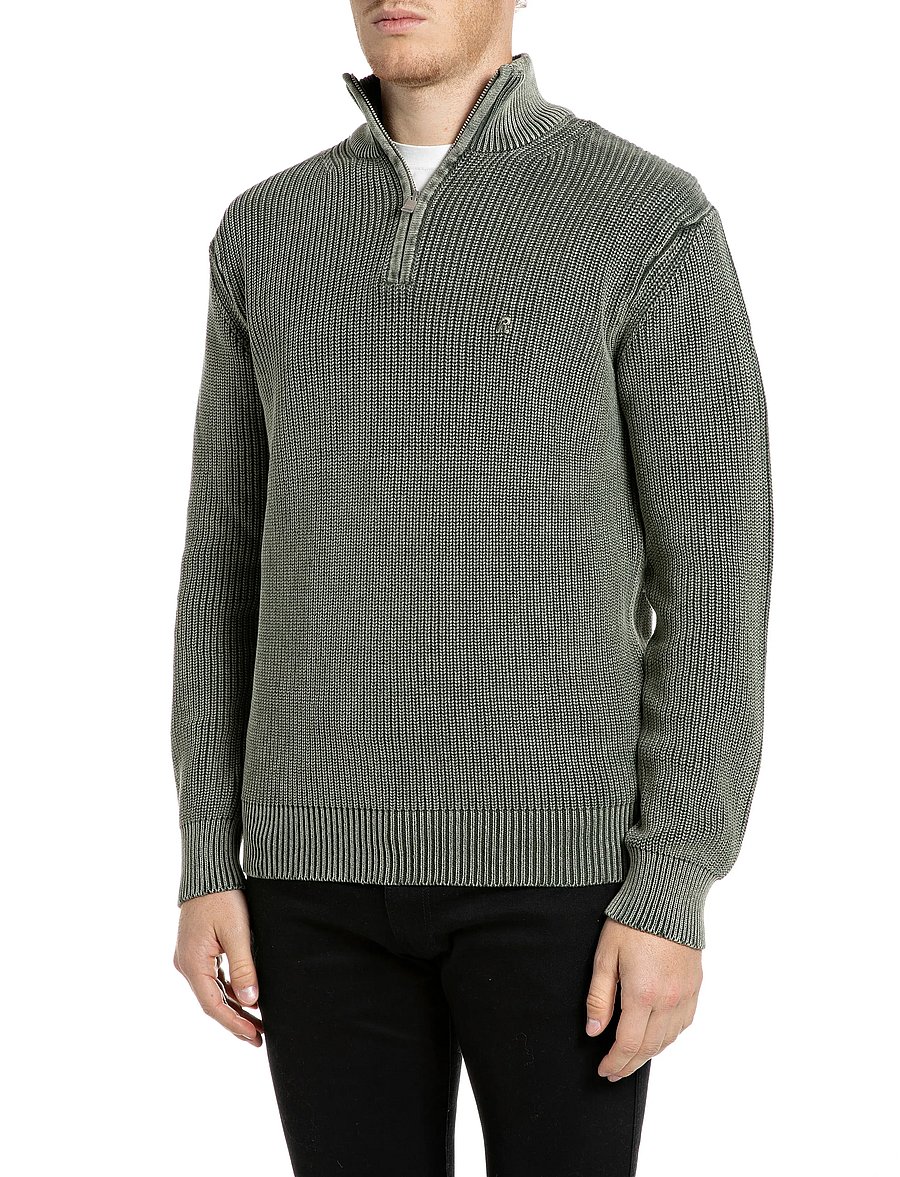 Replay - Sweater REGULAR - pullover mit halbem reißverschluss - green - 0