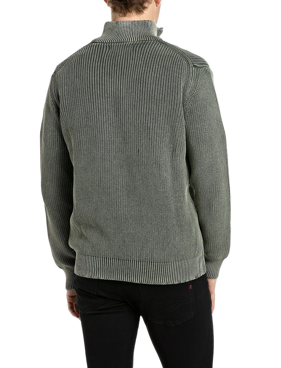 Replay - Sweater REGULAR - pullover mit halbem reißverschluss - green - 3