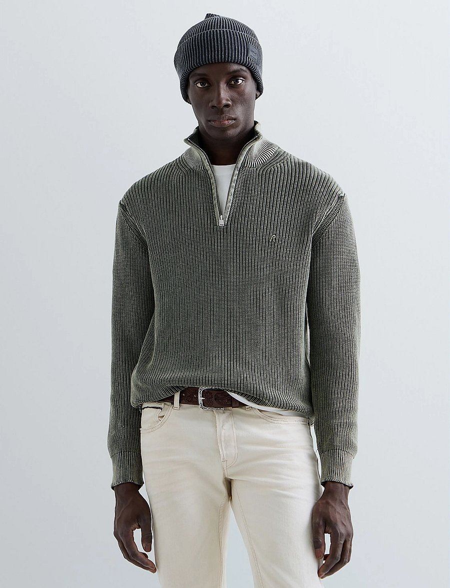 Replay - Sweater REGULAR - pullover mit halbem reißverschluss - green - 4