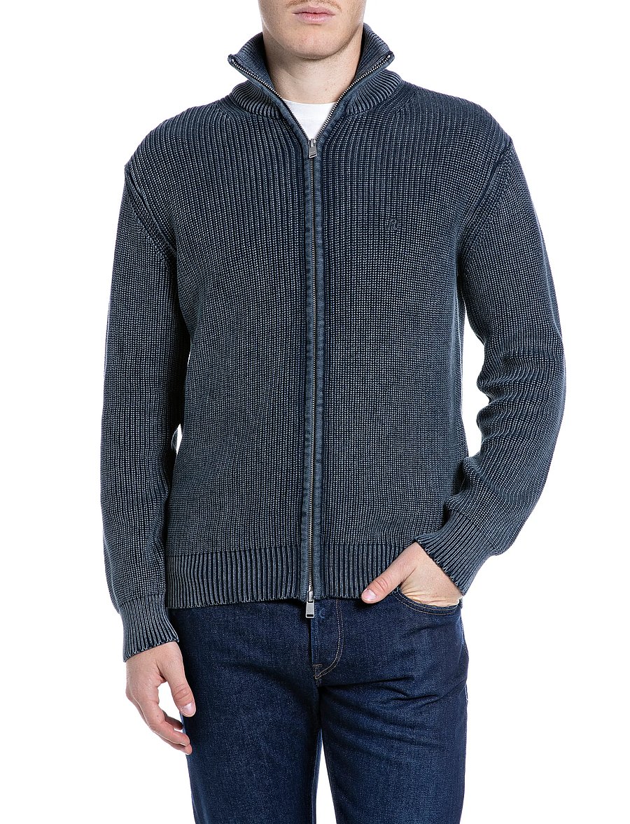 Replay - Sweater REGULAR - pullover mit durchgehendem reißverschluss - blue - 0