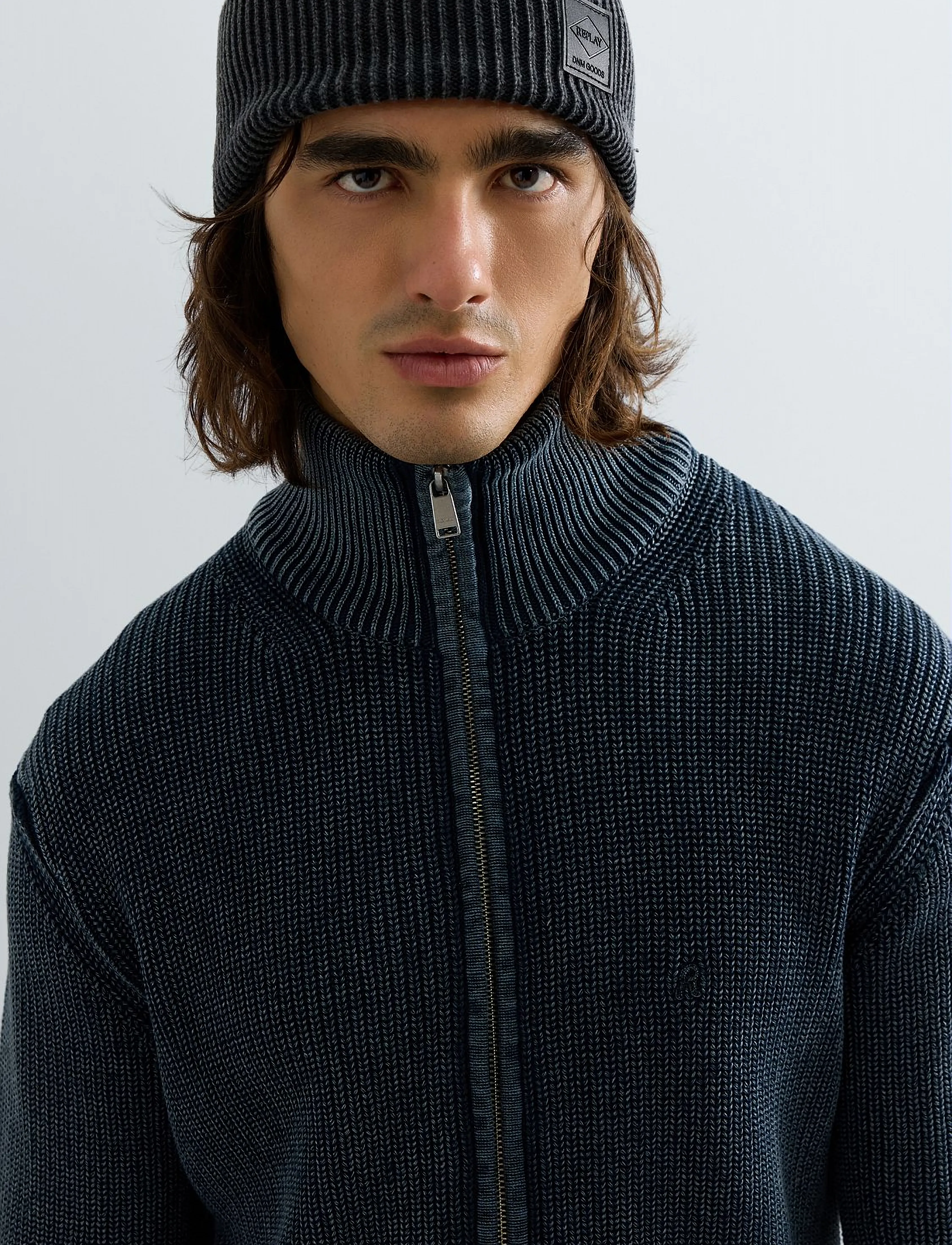 Replay Sweater REGULAR - Fullzip strik - BLUE / blue