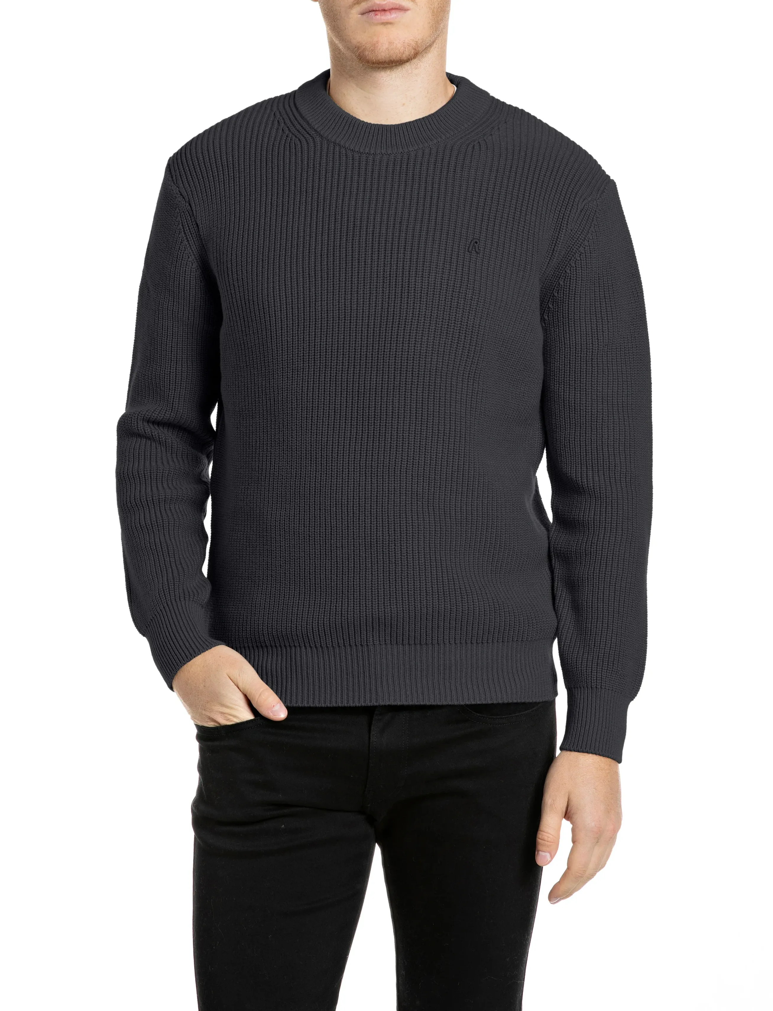 Replay Sweater Regular, L, Knitwear, Grau - Round Necks, Männerswear