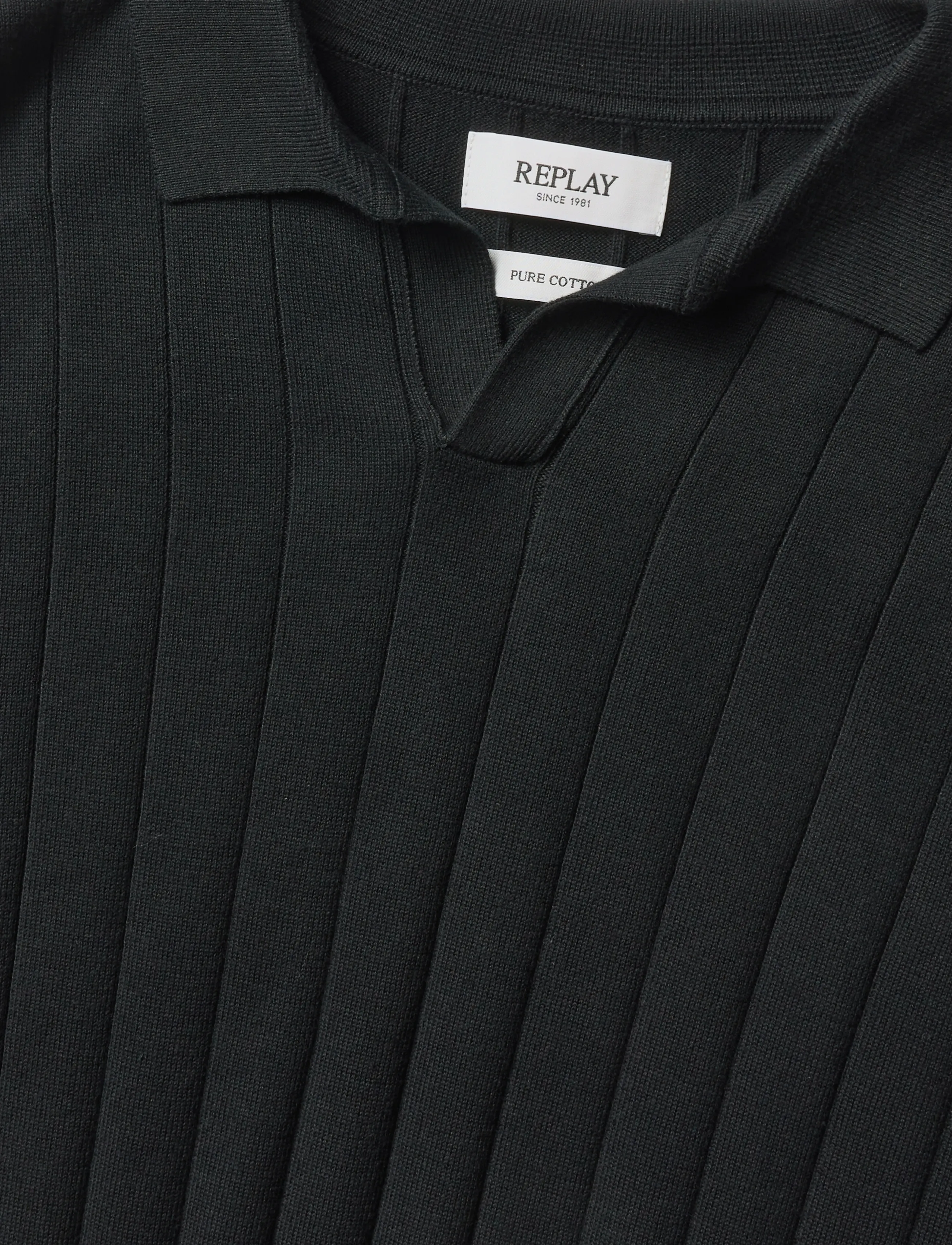 Replay - REGULAR   NATURAL COMPONENT Sweater - kootud polosärgid - black - 2