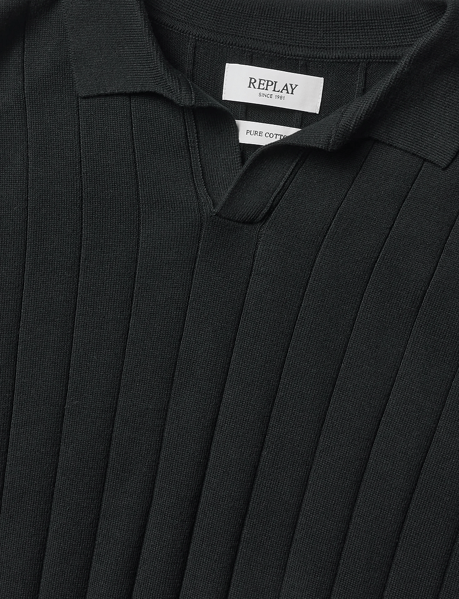 Replay - REGULAR NATURAL COMPONENT Sweater - kootud polosärgid - black - 2