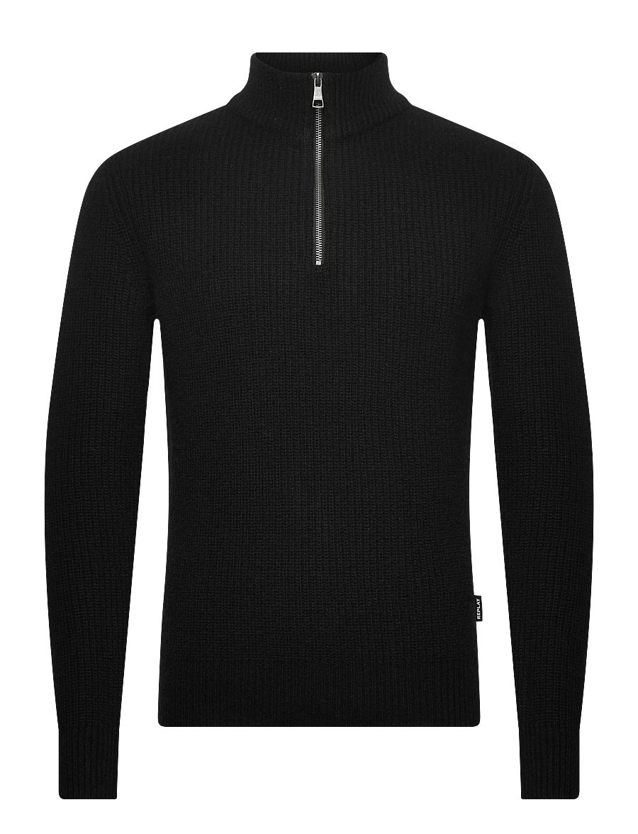 Replay - Sweater REGULAR - pullover mit halbem reißverschluss - black - 1