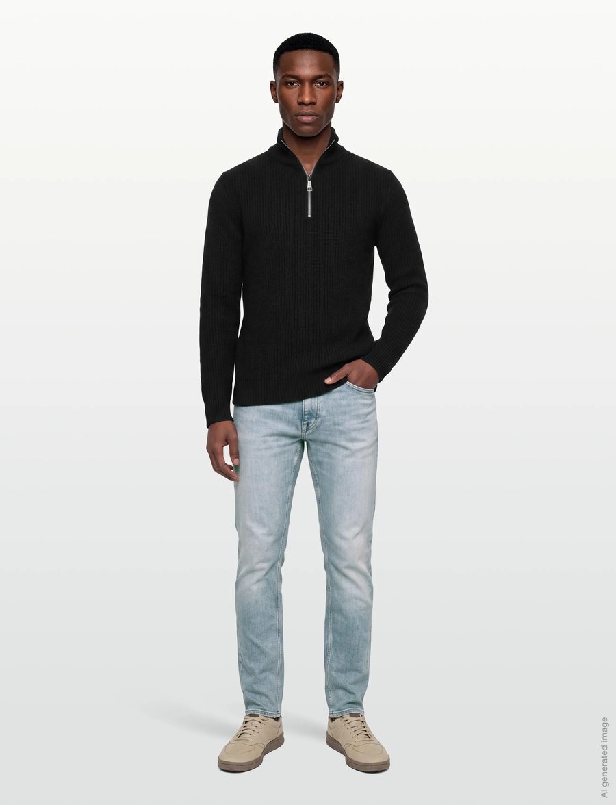 Replay - Sweater REGULAR - pullover mit halbem reißverschluss - black - 0