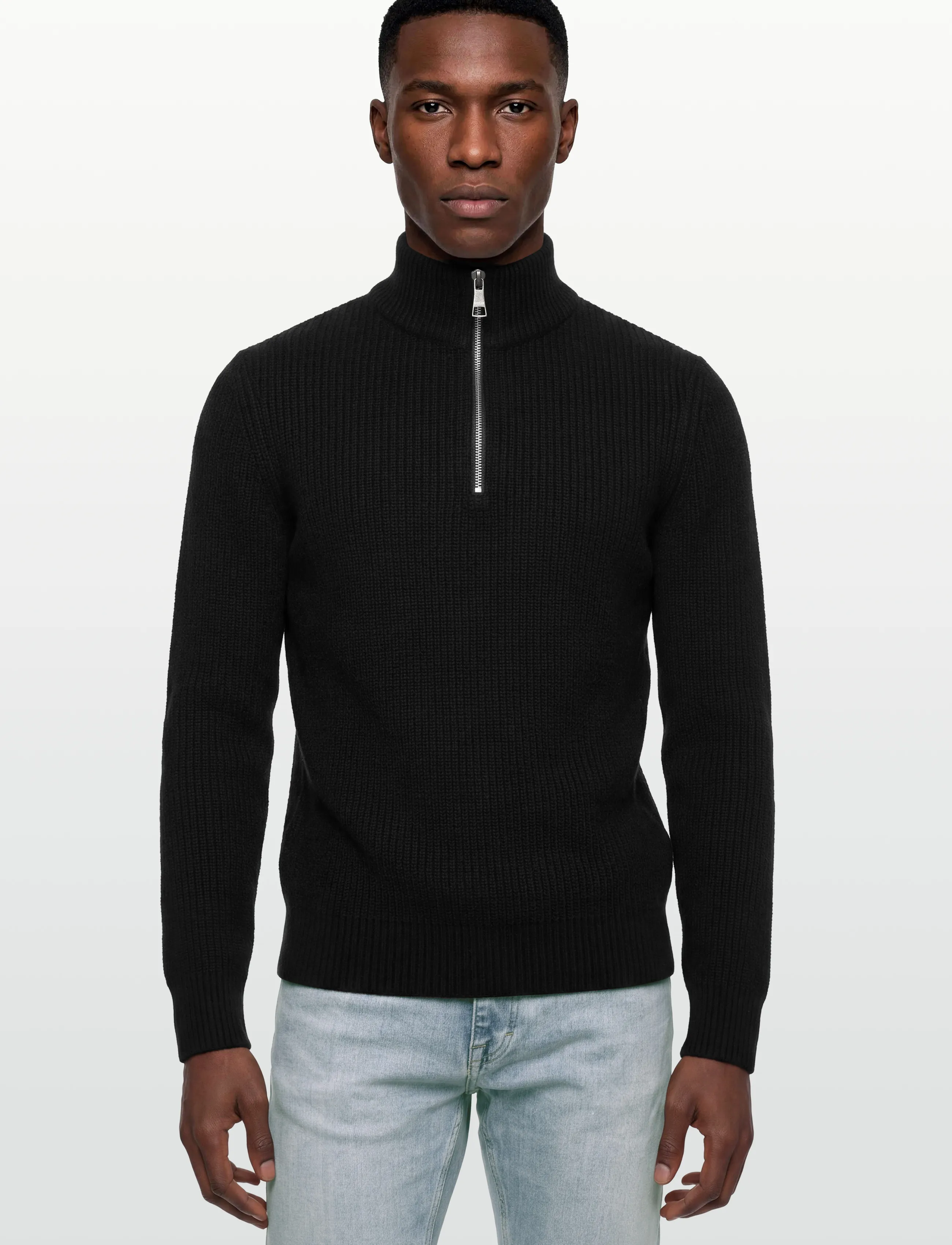 Replay - Sweater REGULAR - halfzip strik - black - 3