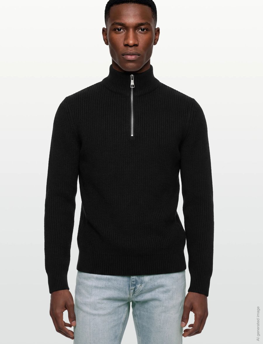 Replay - Sweater REGULAR - pullover mit halbem reißverschluss - black - 3