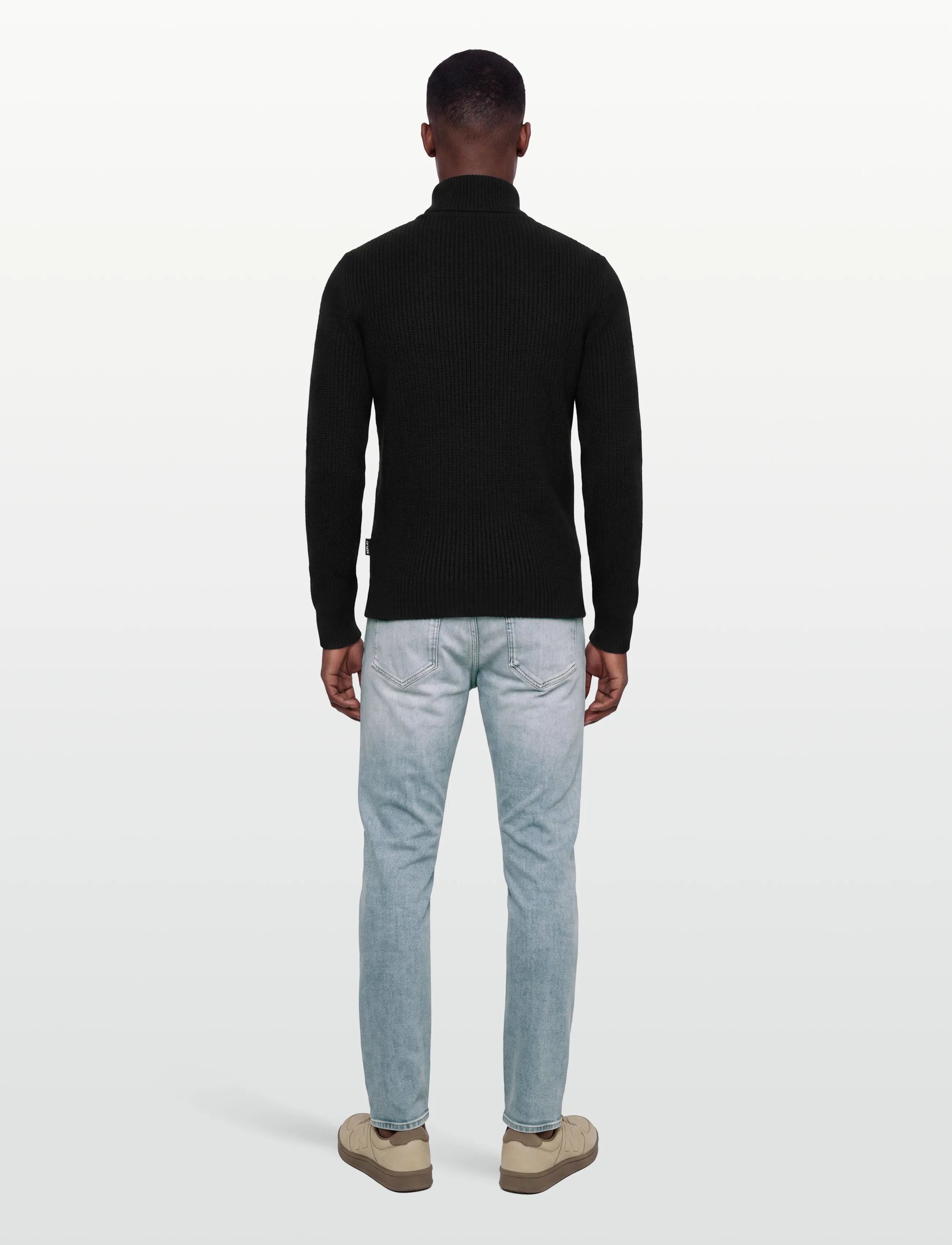 Replay - Sweater REGULAR - halfzip strik - black - 4