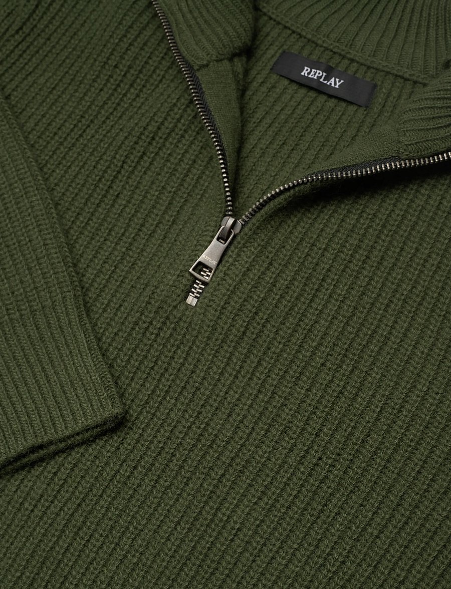Replay - Sweater REGULAR - pullover mit halbem reißverschluss - green - 5