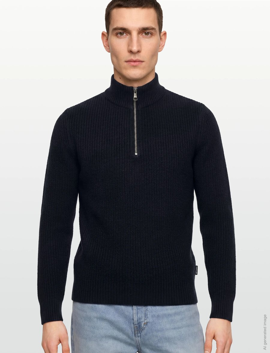 Replay - Sweater REGULAR - pullover mit halbem reißverschluss - navy - 3
