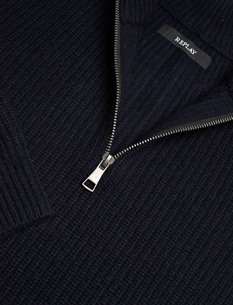 Replay - Sweater REGULAR - halfzip strik - navy - 2