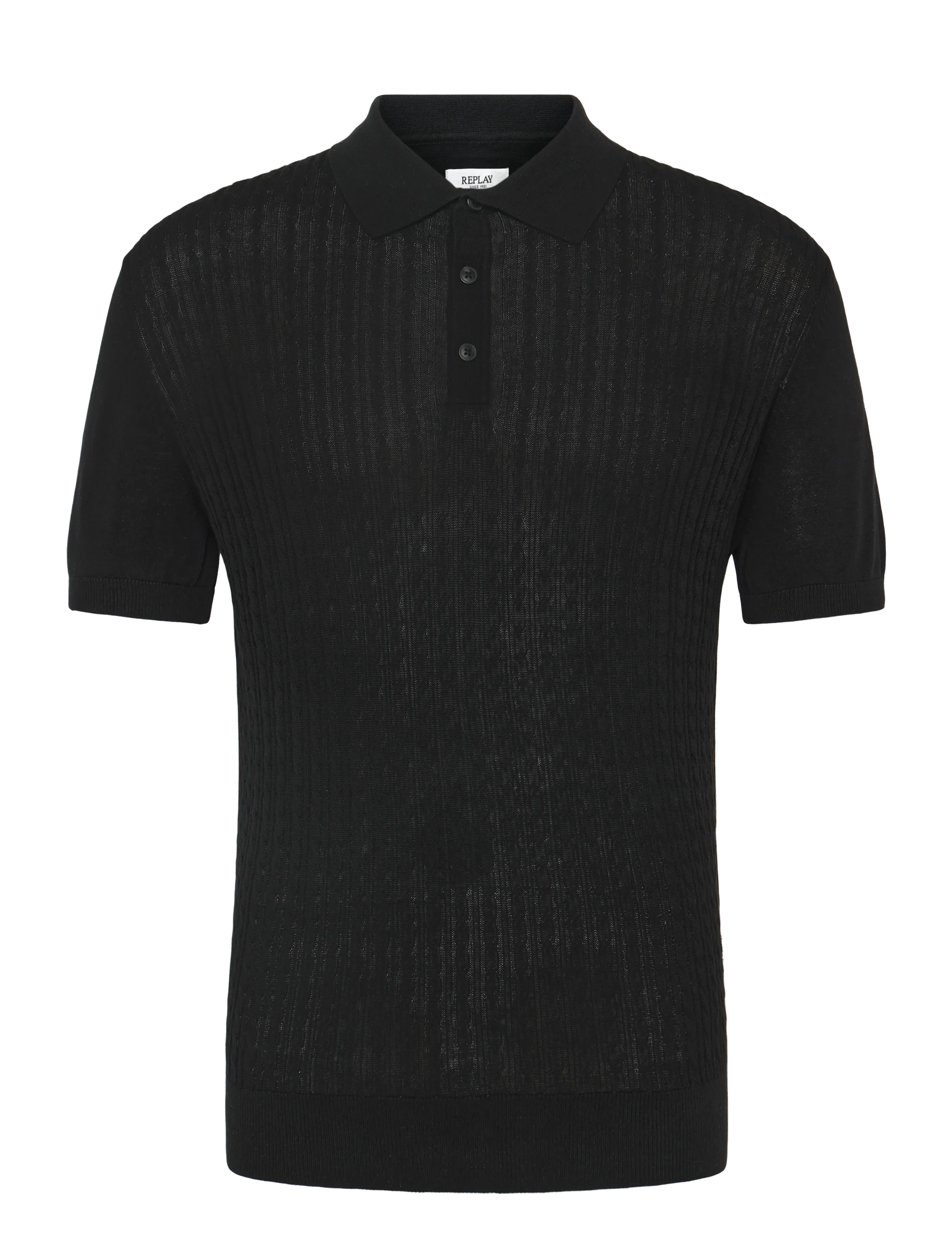 Replay REGULAR   NATURAL COMPONENT Sweater - Polo Shirts - BLACK / black