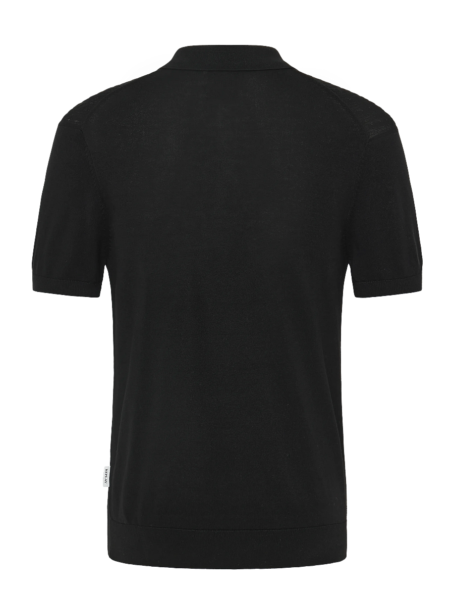 Replay - REGULAR NATURAL COMPONENT Sweater - langärmlige strick-polohemden - black - 2