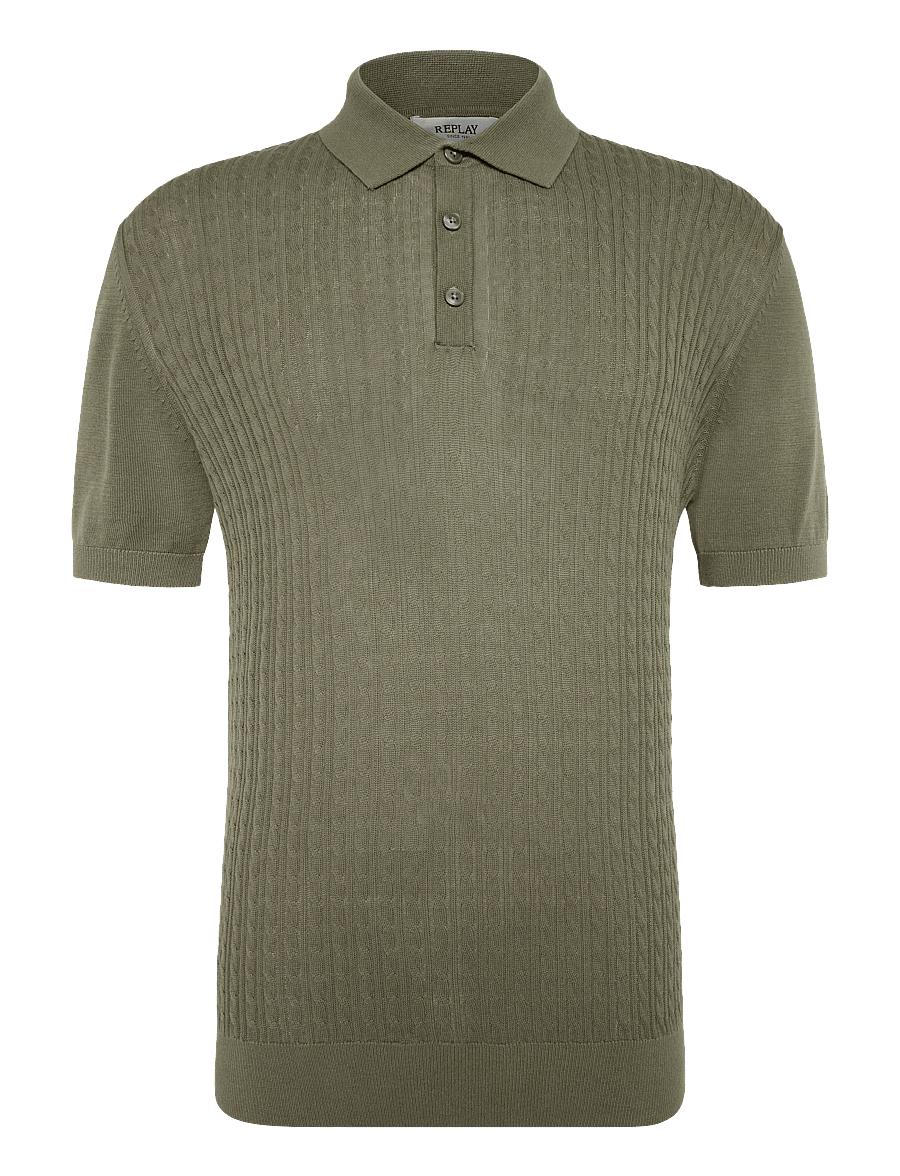 Replay - REGULAR NATURAL COMPONENT Sweater - langärmlige strick-polohemden - green - 0