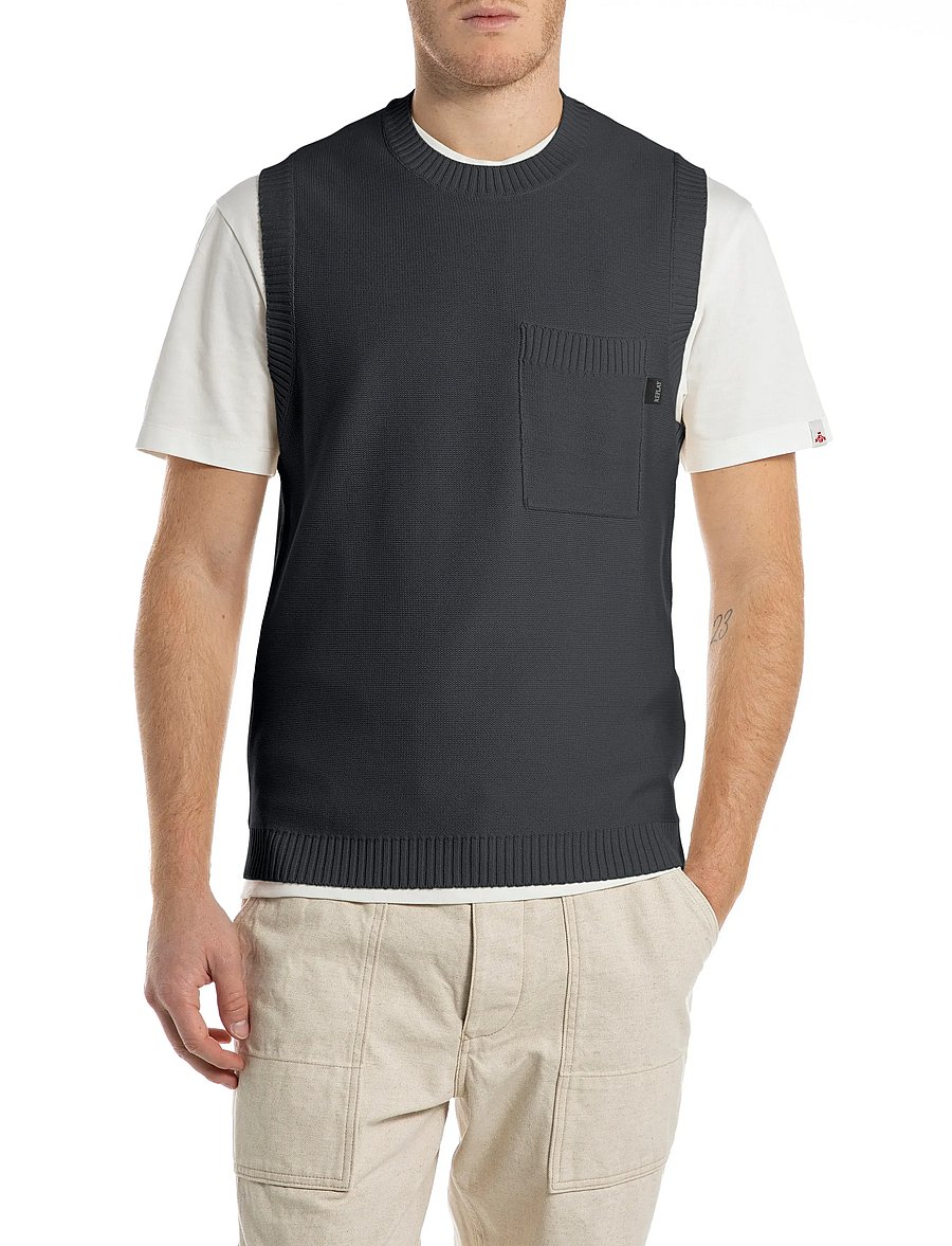 Replay - REGULAR NATURAL COMPONENT Sweater - strikveste - blue - 0