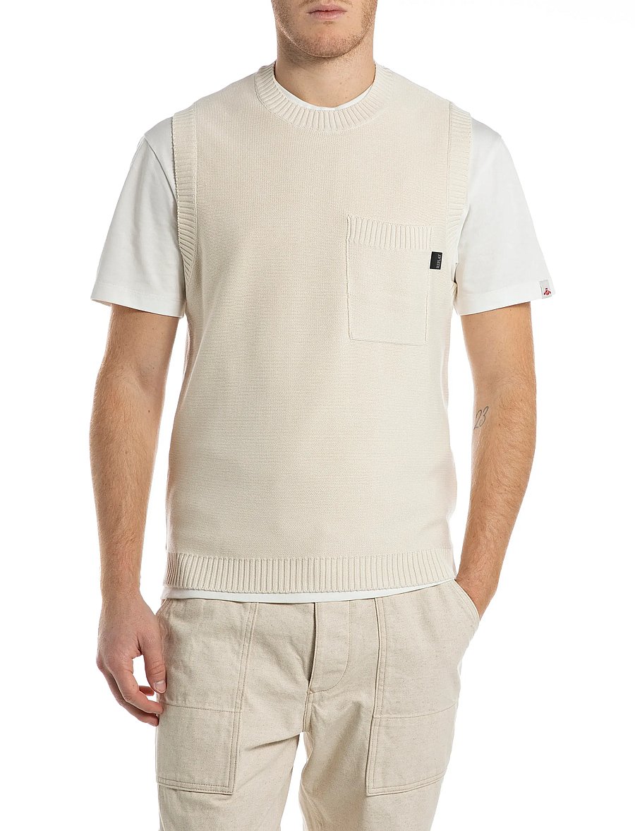 Replay - REGULAR NATURAL COMPONENT Sweater - strikveste - white - 0