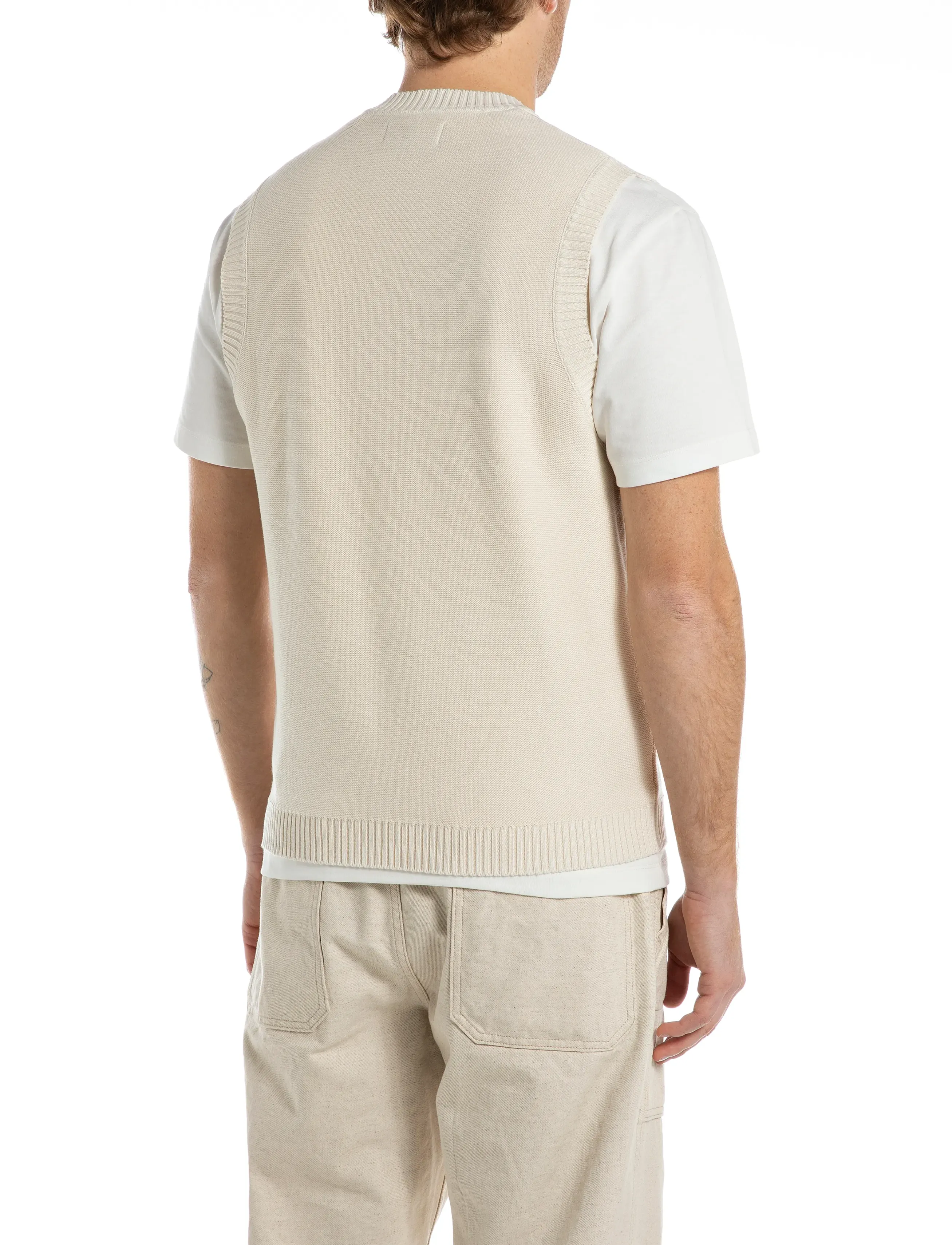 Replay - REGULAR   NATURAL COMPONENT Sweater - stickade västar - white - 5