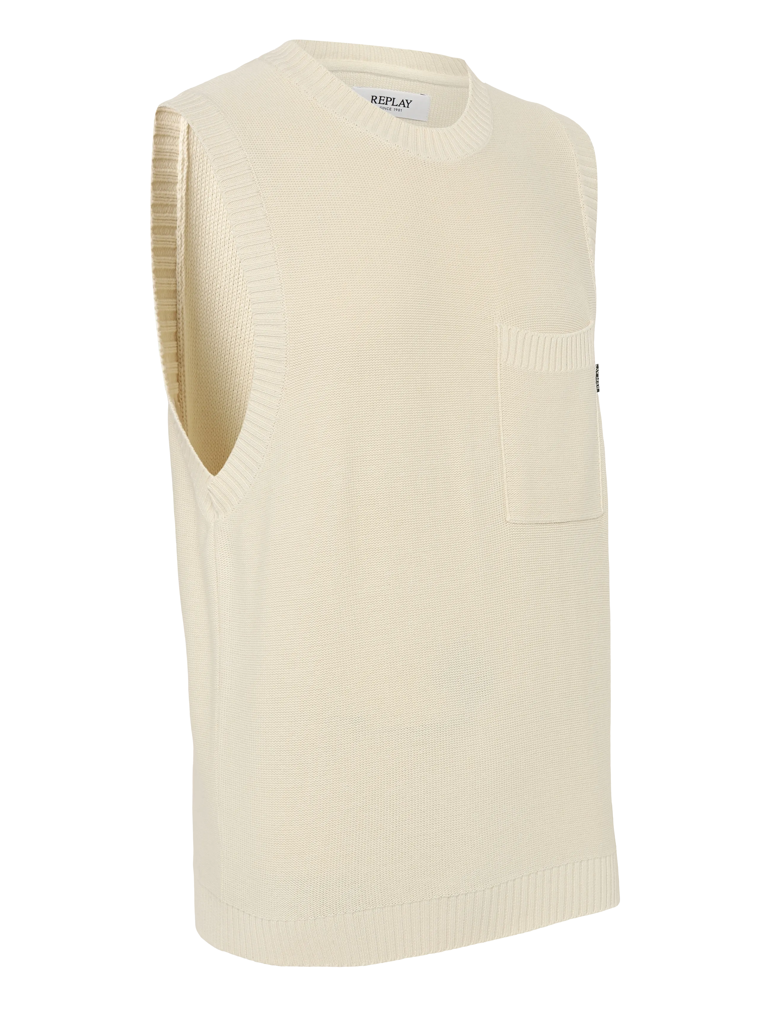 Replay - REGULAR   NATURAL COMPONENT Sweater - stickade västar - white - 4