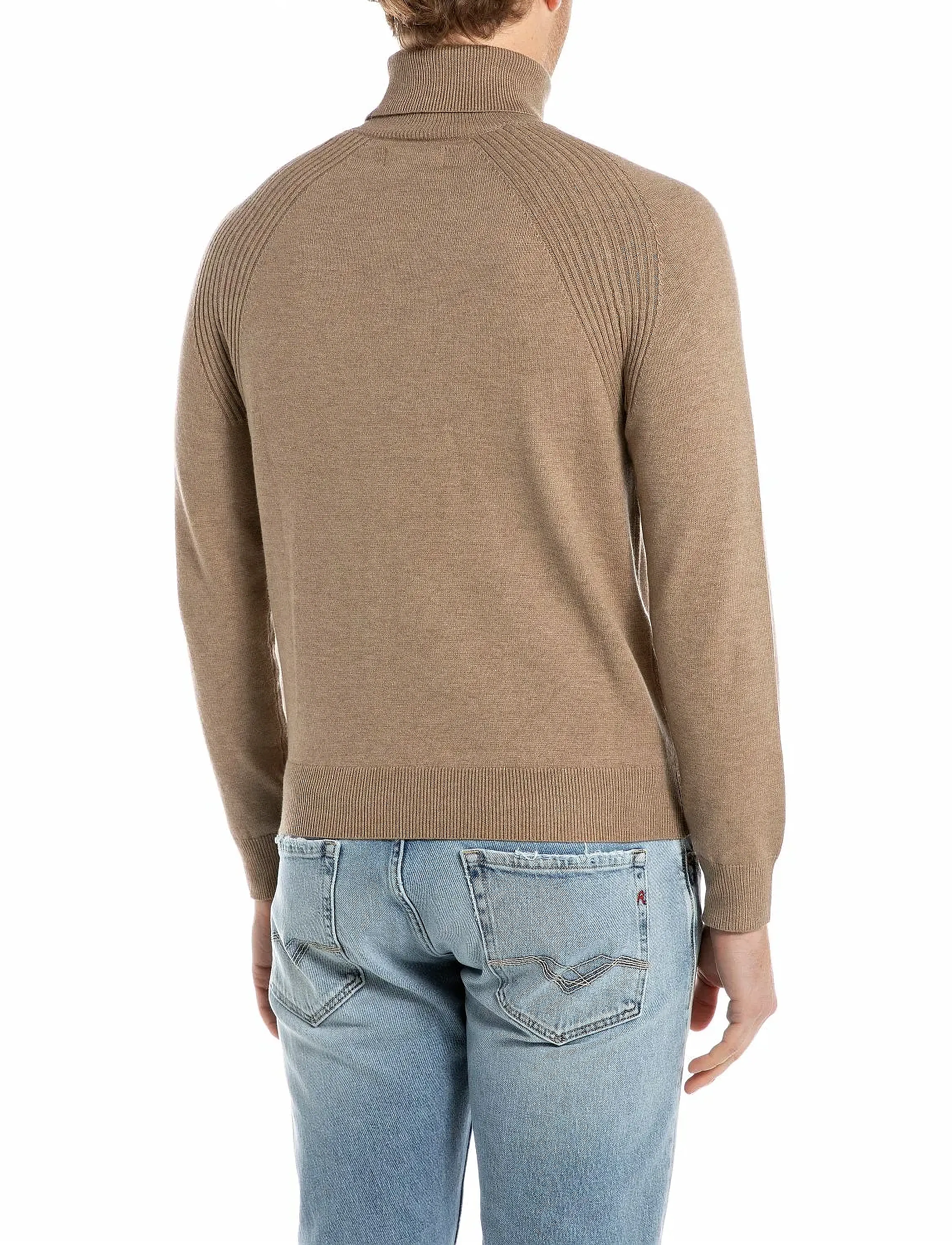 Replay - Sweater REGULAR  MIXED COMPONENTS - knitwear - brown - 3