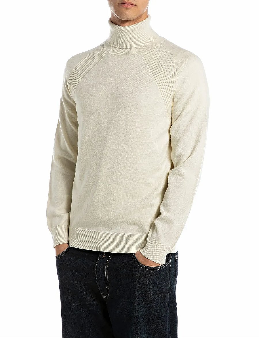 Replay - Sweater REGULAR - rollkragenpullover - cream - 0