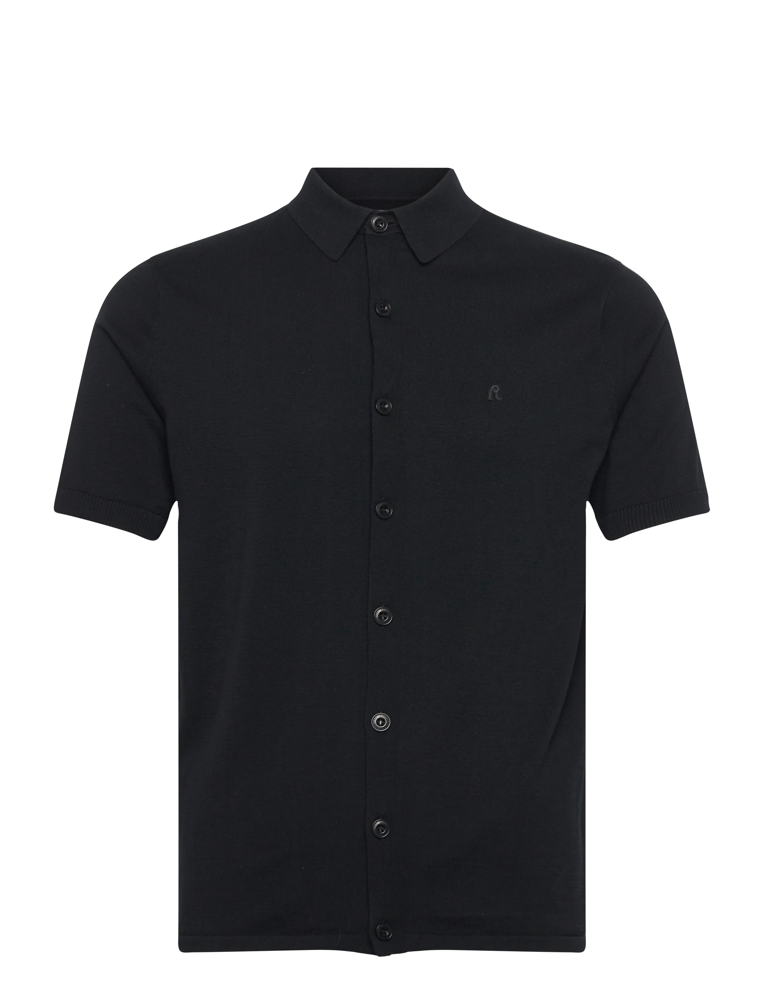 Replay Sweater REGULAR - Kurzärmelige gestrickte Polohemden - BLACK / black