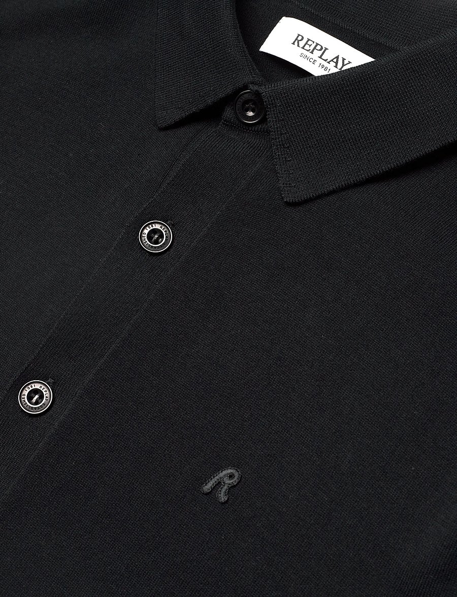 Replay - Sweater REGULAR - langärmlige strick-polohemden - black - 4