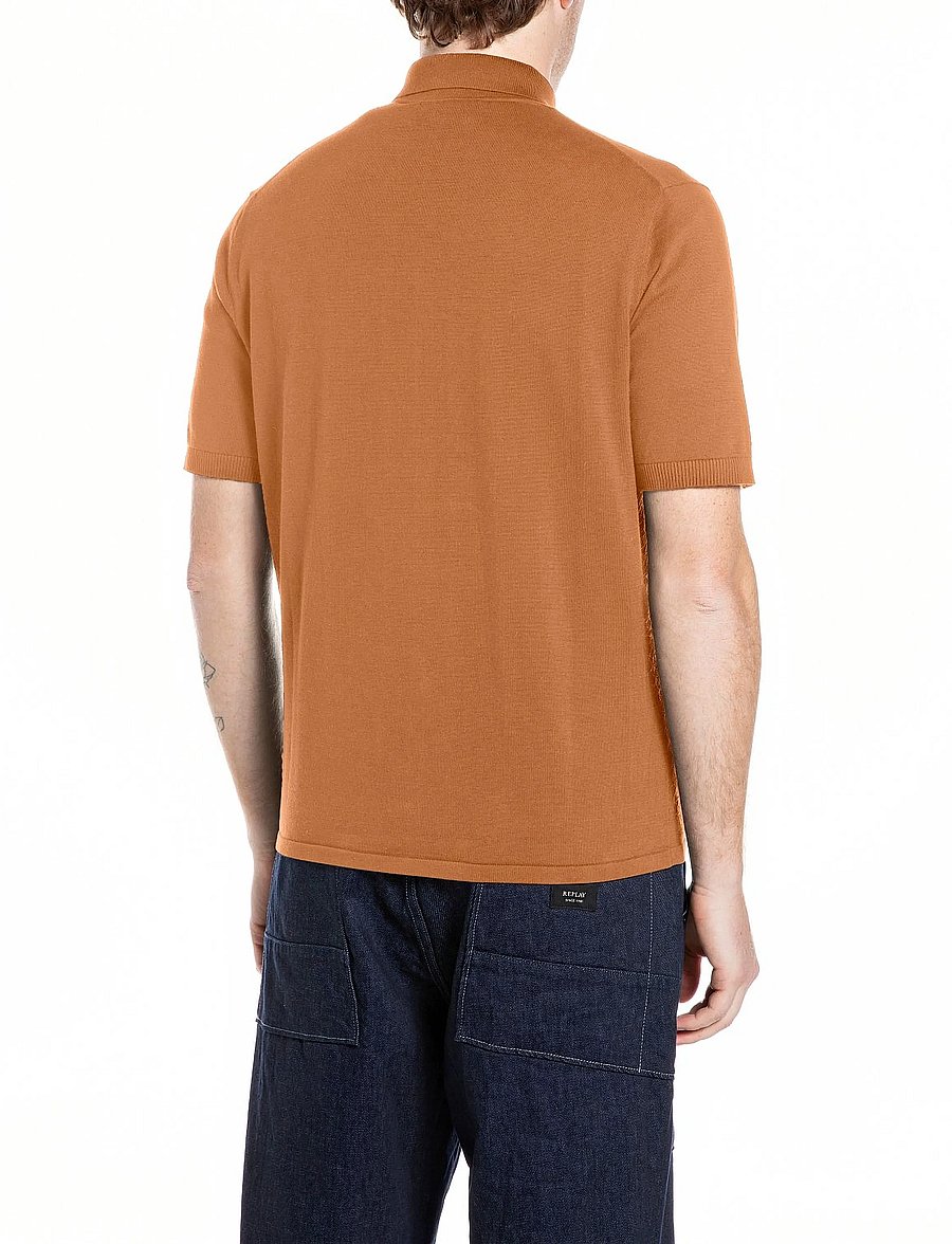 Replay - Sweater REGULAR - langärmlige strick-polohemden - brown - 3
