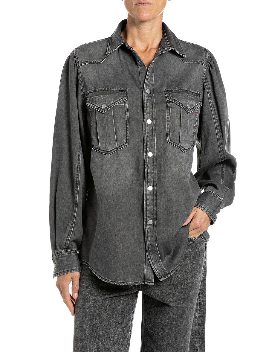Replay - Shirt RELAXED - jeanshemden - grey - 0