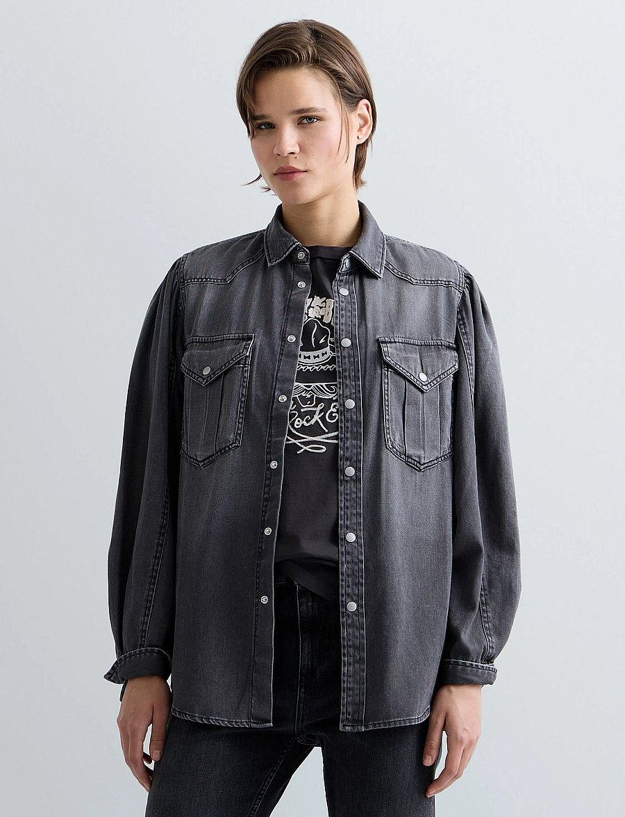 Replay - Shirt RELAXED - jeanshemden - grey - 4