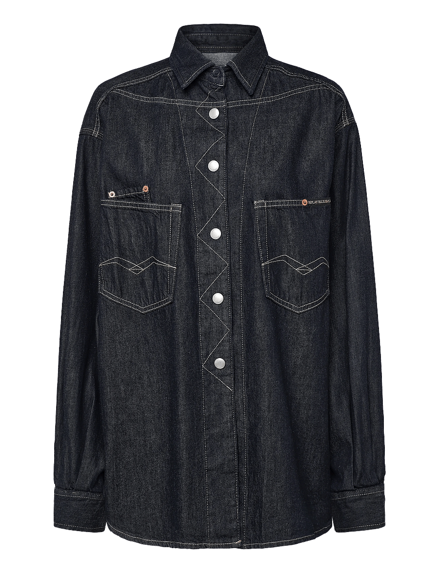 Replay - Shirt BOYFRIEND ,Sustainable - jeansskjortor - blue - 1