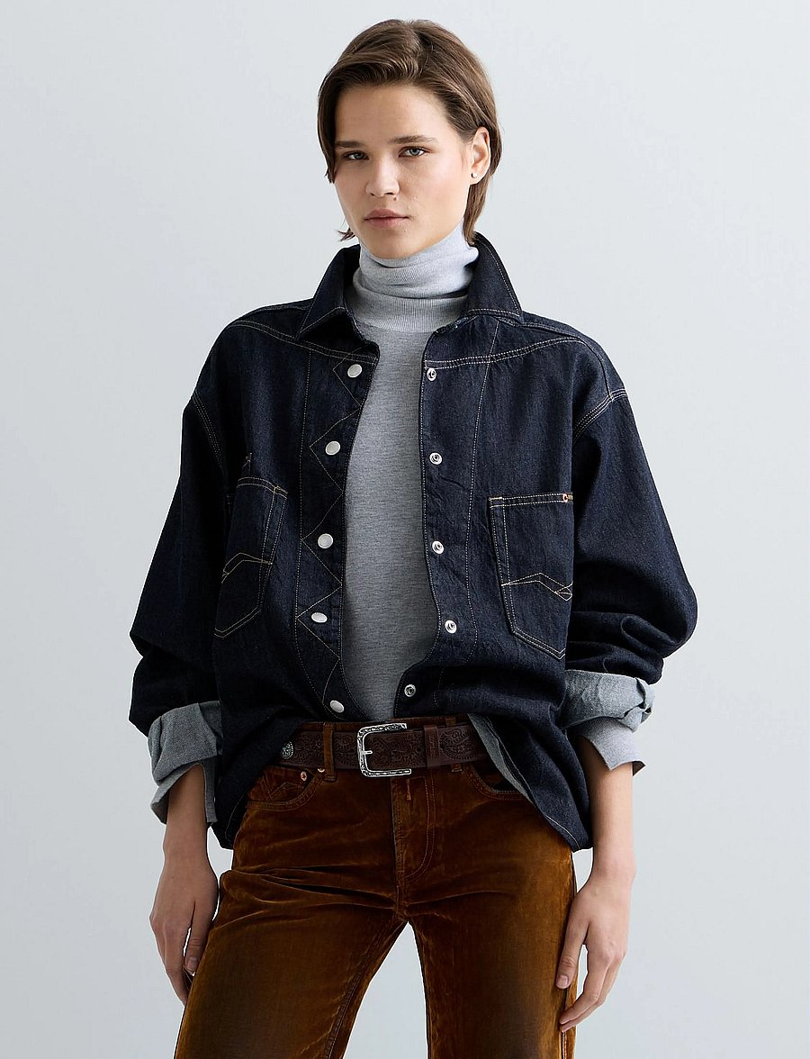 Replay - Shirt BOYFRIEND ,Sustainable - jeansskjortor - blue - 4