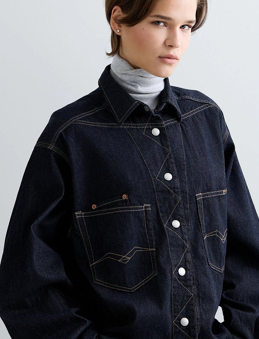 Replay - Shirt BOYFRIEND ,Sustainable - jeansskjortor - blue - 5