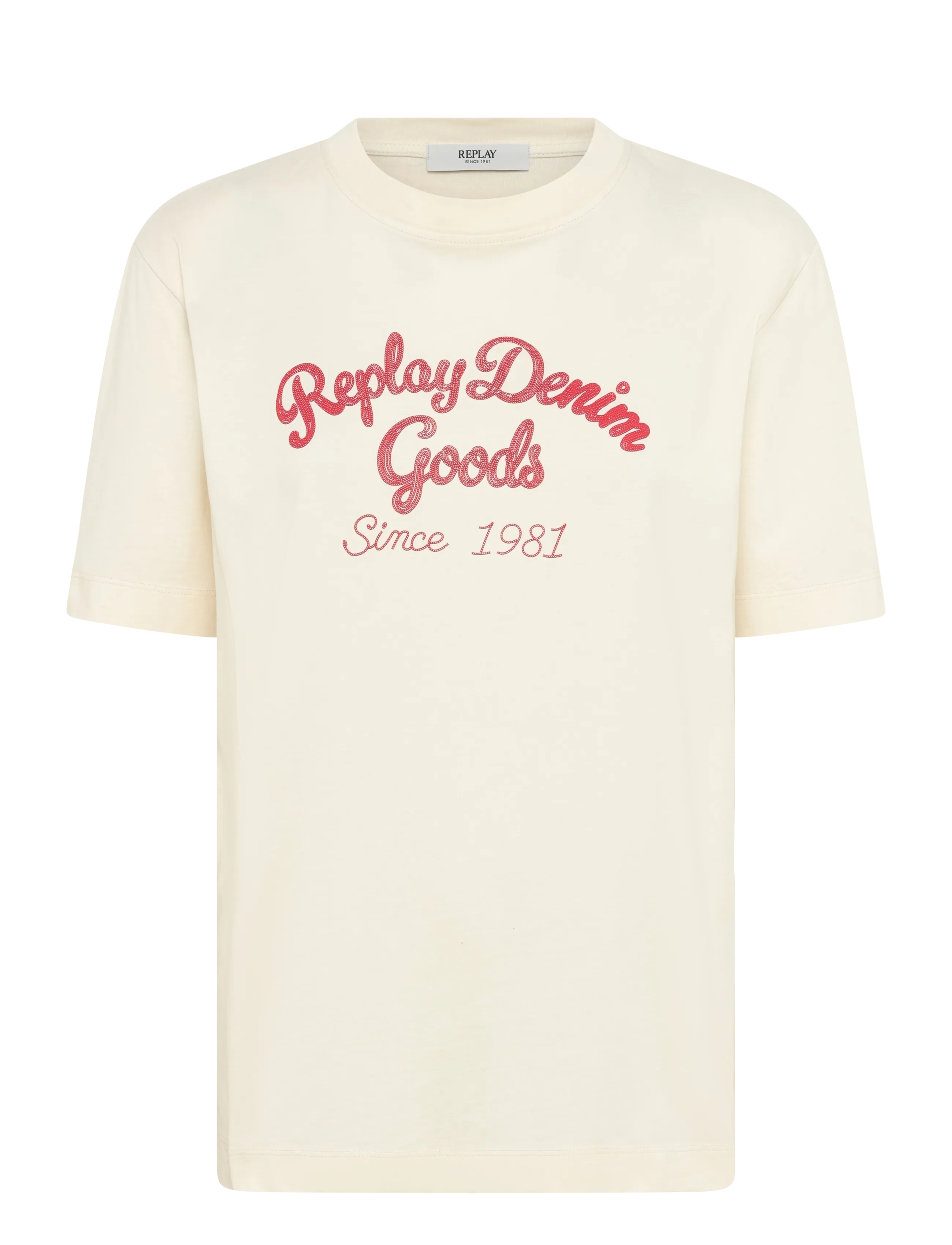 Replay T-Shirt BOXY - Festival-Outfits - WHITE / cream