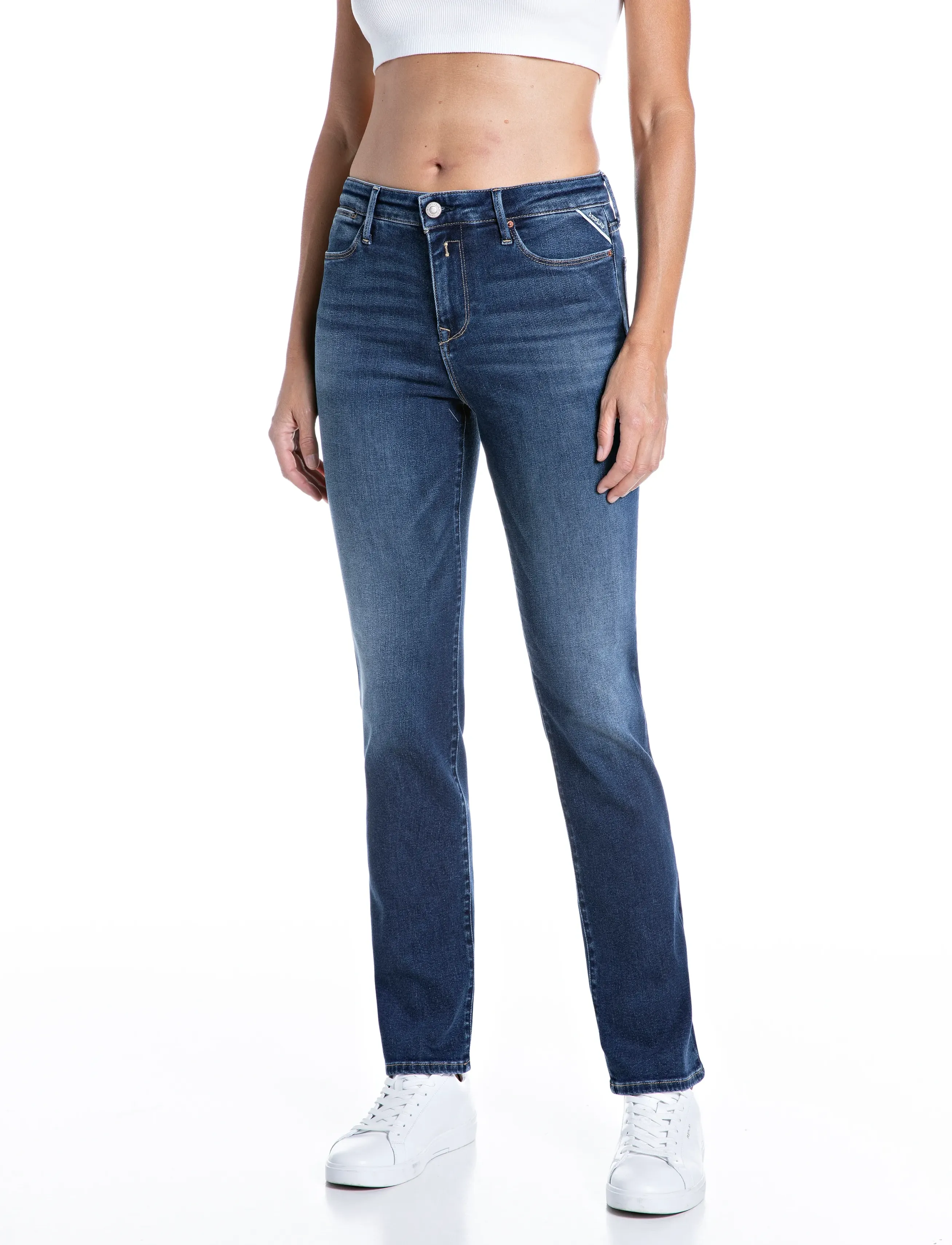 Replay Zolie Trousers Straight Leg High Waist, 30 x 32, Jeans, Blau - Straight-regular, Frauen