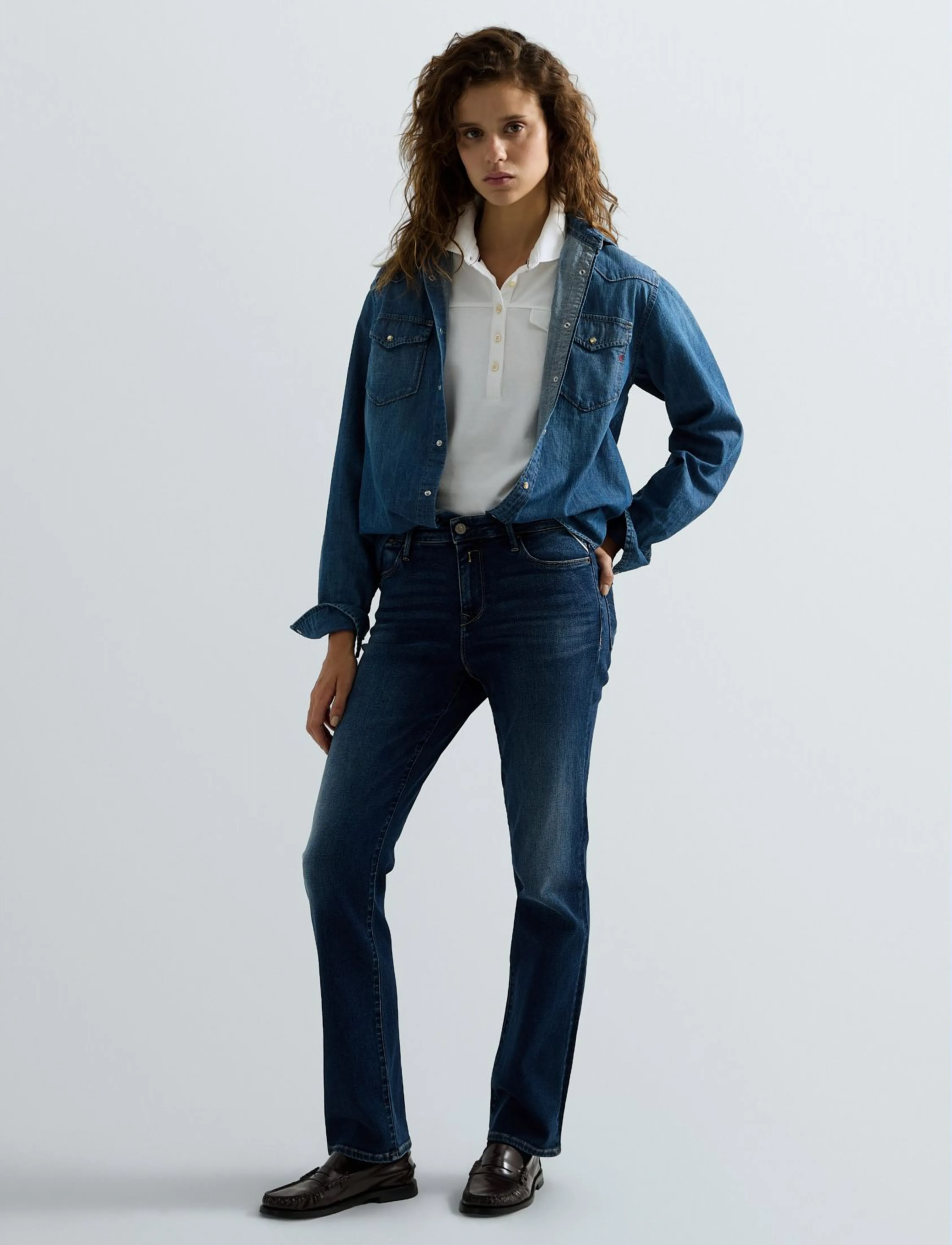 Replay - ZOLIE Trousers STRAIGHT LEG HIGH WAIST - straight jeans - blue - 5