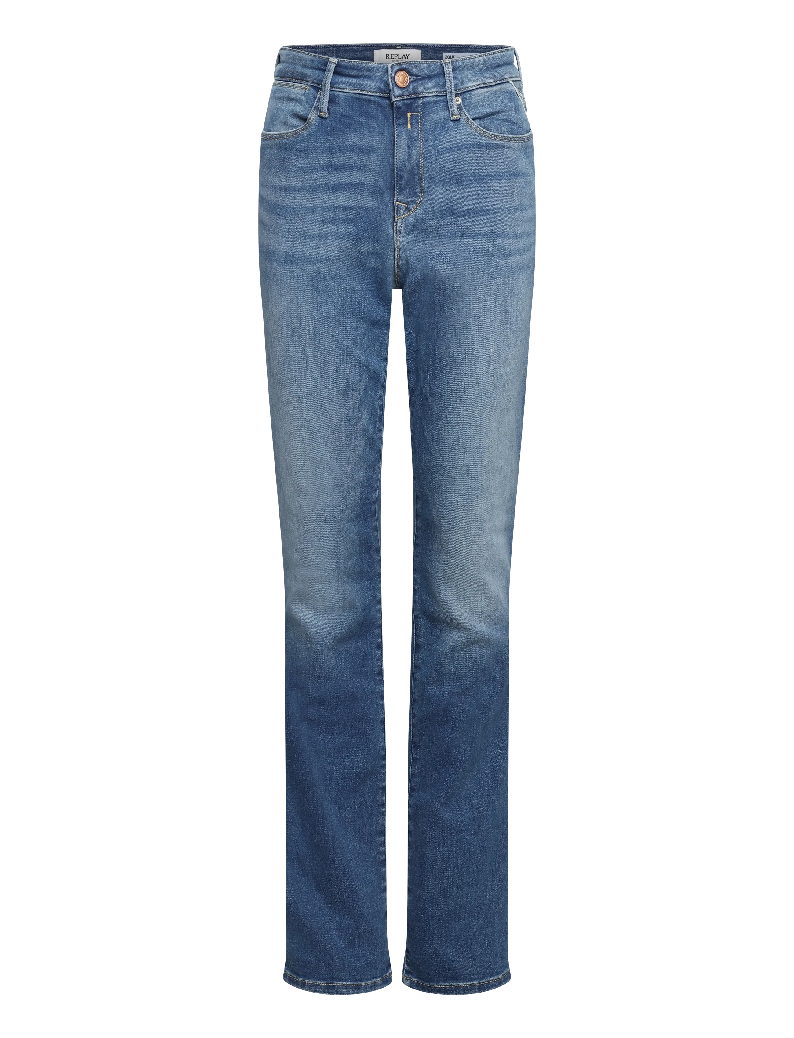 Replay - ZOLIE Trousers STRAIGHT LEG HIGH WAIST - blue - 1