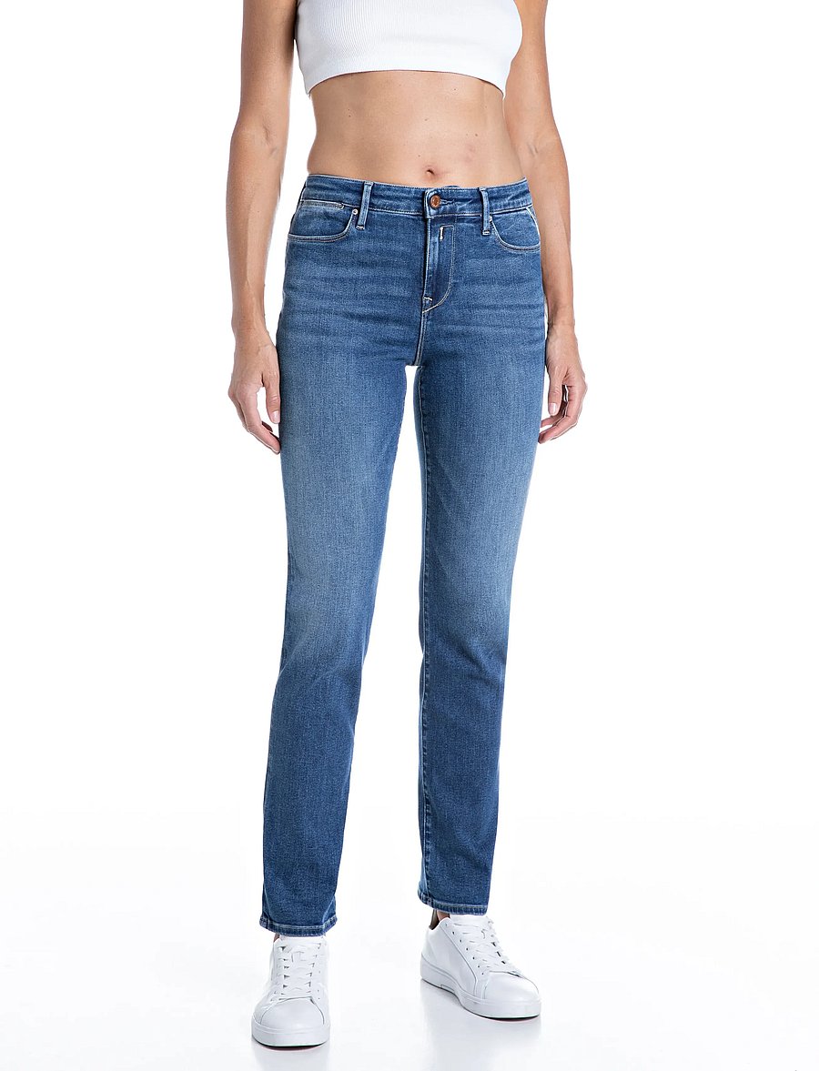 Replay - ZOLIE Trousers STRAIGHT LEG HIGH WAIST - igapäevane stiil - blue - 0